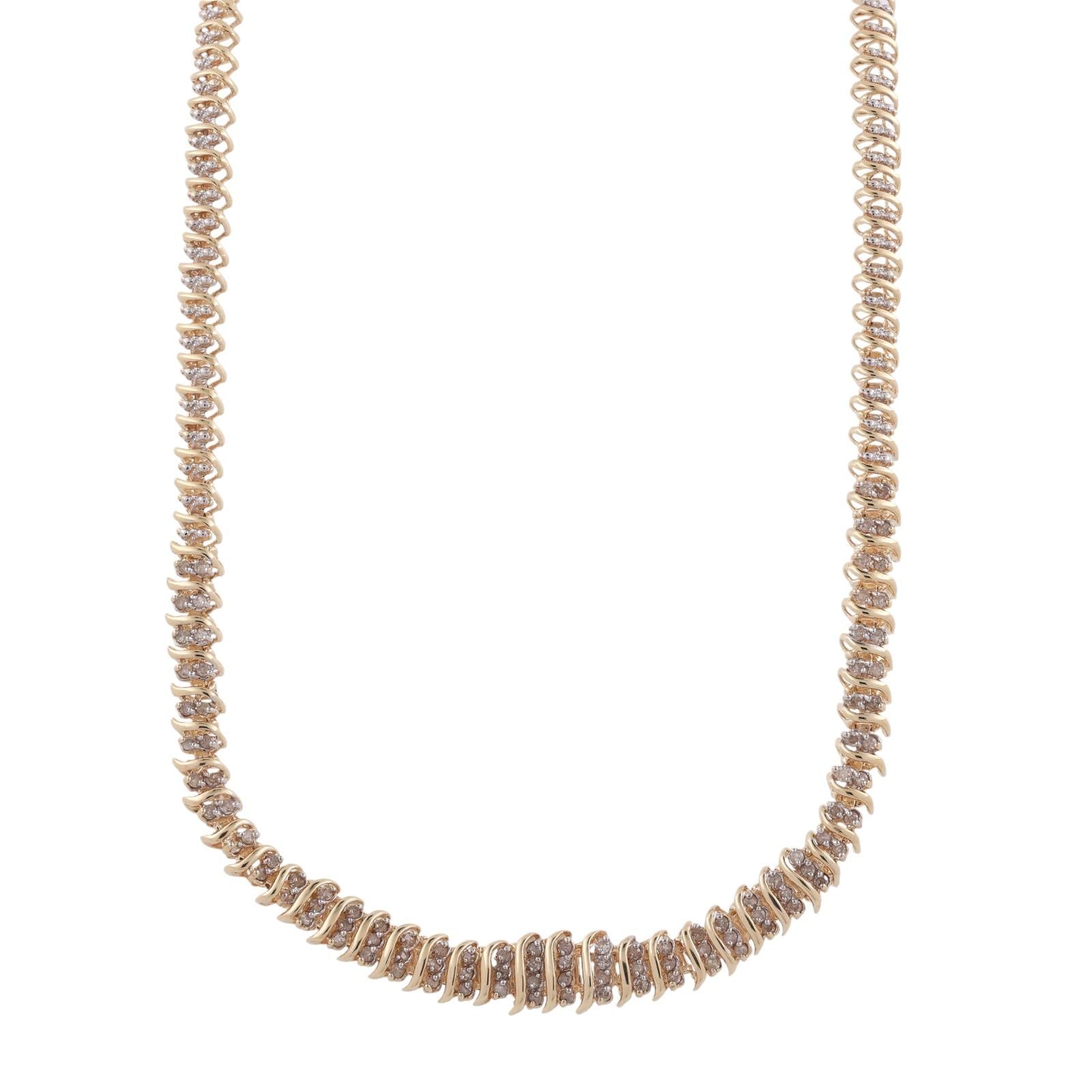 2.00 TW Graduating Diamond S Link Tennis Necklace 10K Gold 17" Ladies Estate