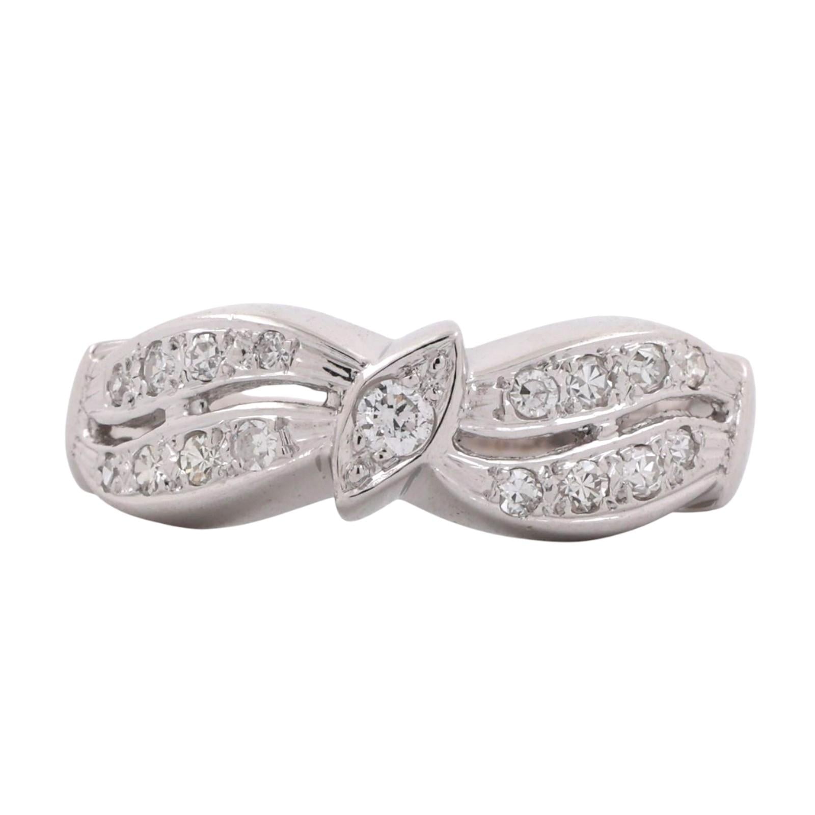 Ladies Vintage Estate Diamond Swirl Band Ring White Gold 0.30 TW Size 5.75