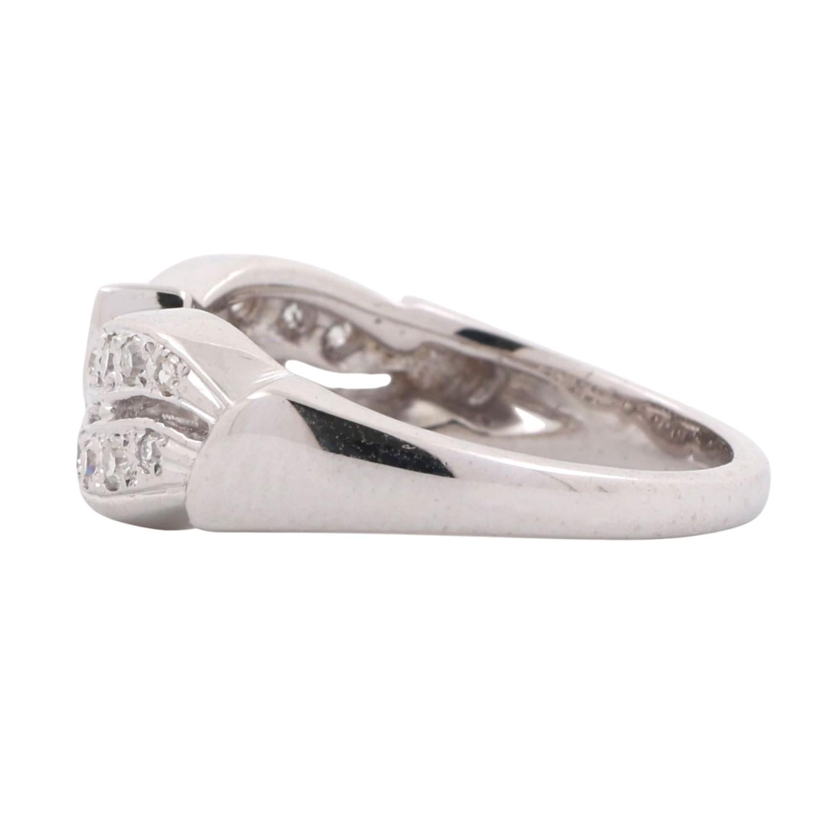 Ladies Vintage Estate Diamond Swirl Band Ring White Gold 0.30 TW Size 5.75