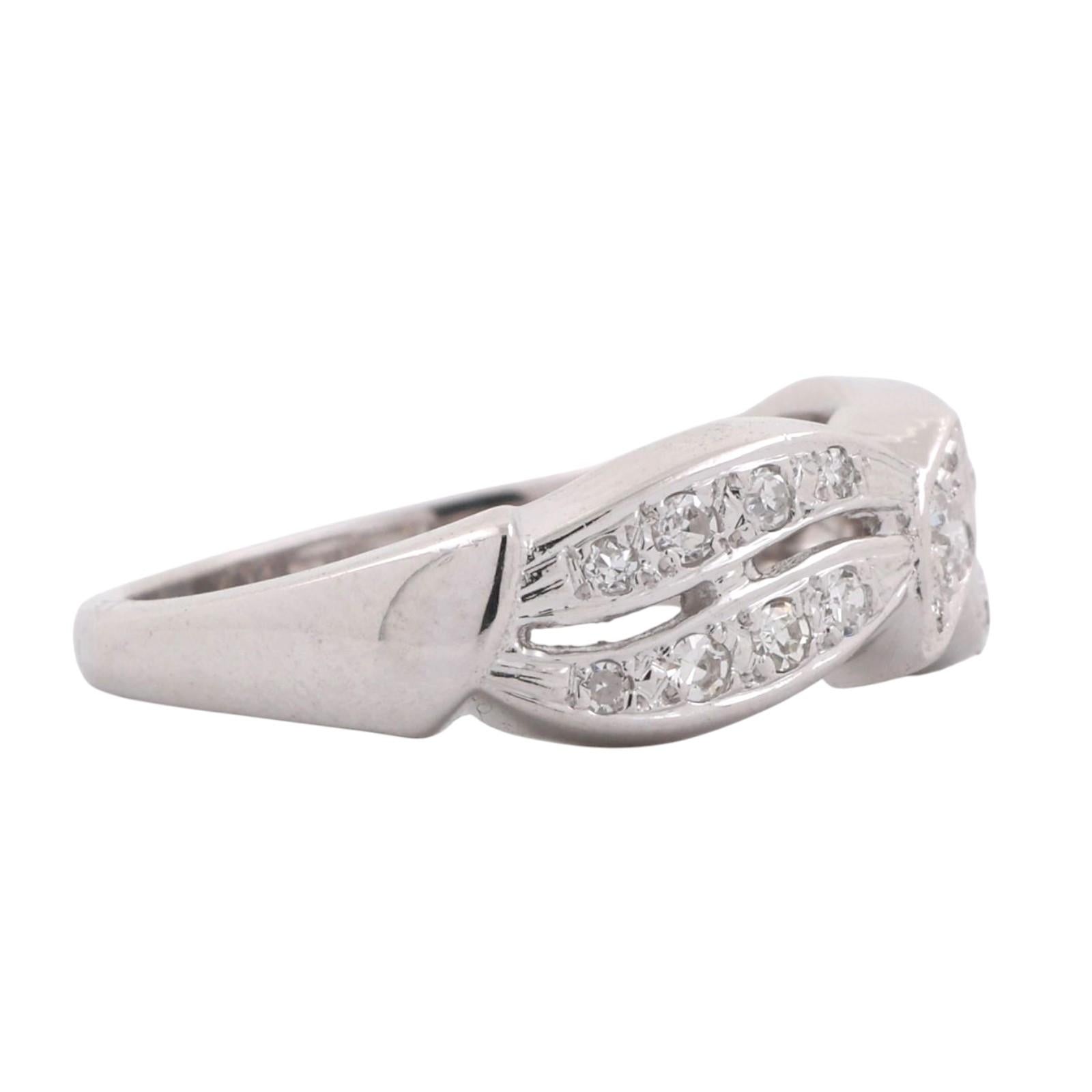 Ladies Vintage Estate Diamond Swirl Band Ring White Gold 0.30 TW Size 5.75