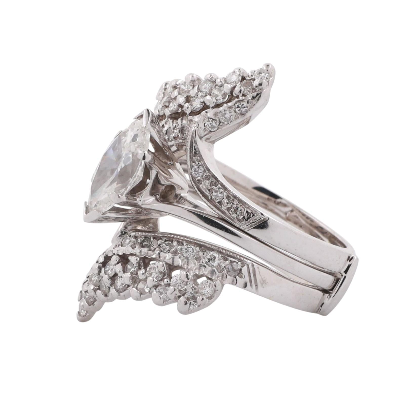 Marquise Solitaire Diamond Engagement Ring With Jacket 14K Gold 2.15 TW Size 6.5