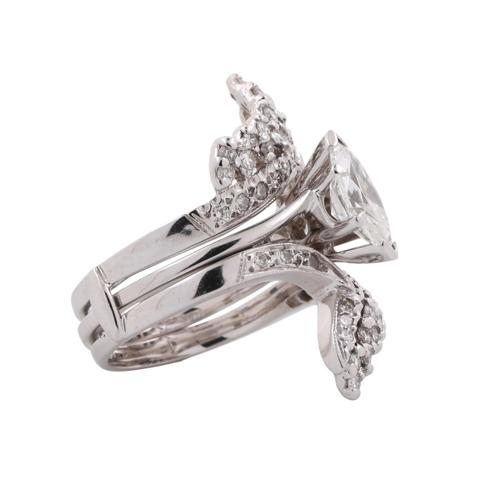 Marquise Solitaire Diamond Engagement Ring With Jacket 14K Gold 2.15 TW Size 6.5