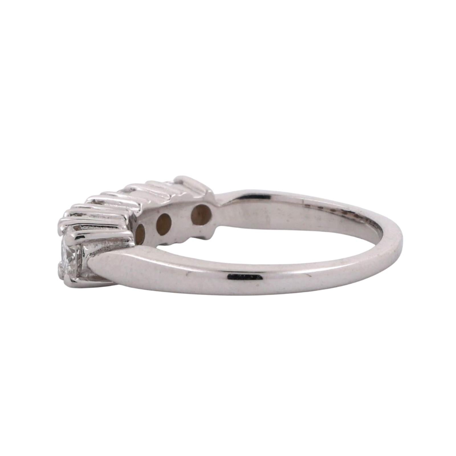 5-Stone Round Diamond Band Ring 14K White Gold 0.75 TW Ladies Estate Size 4.5