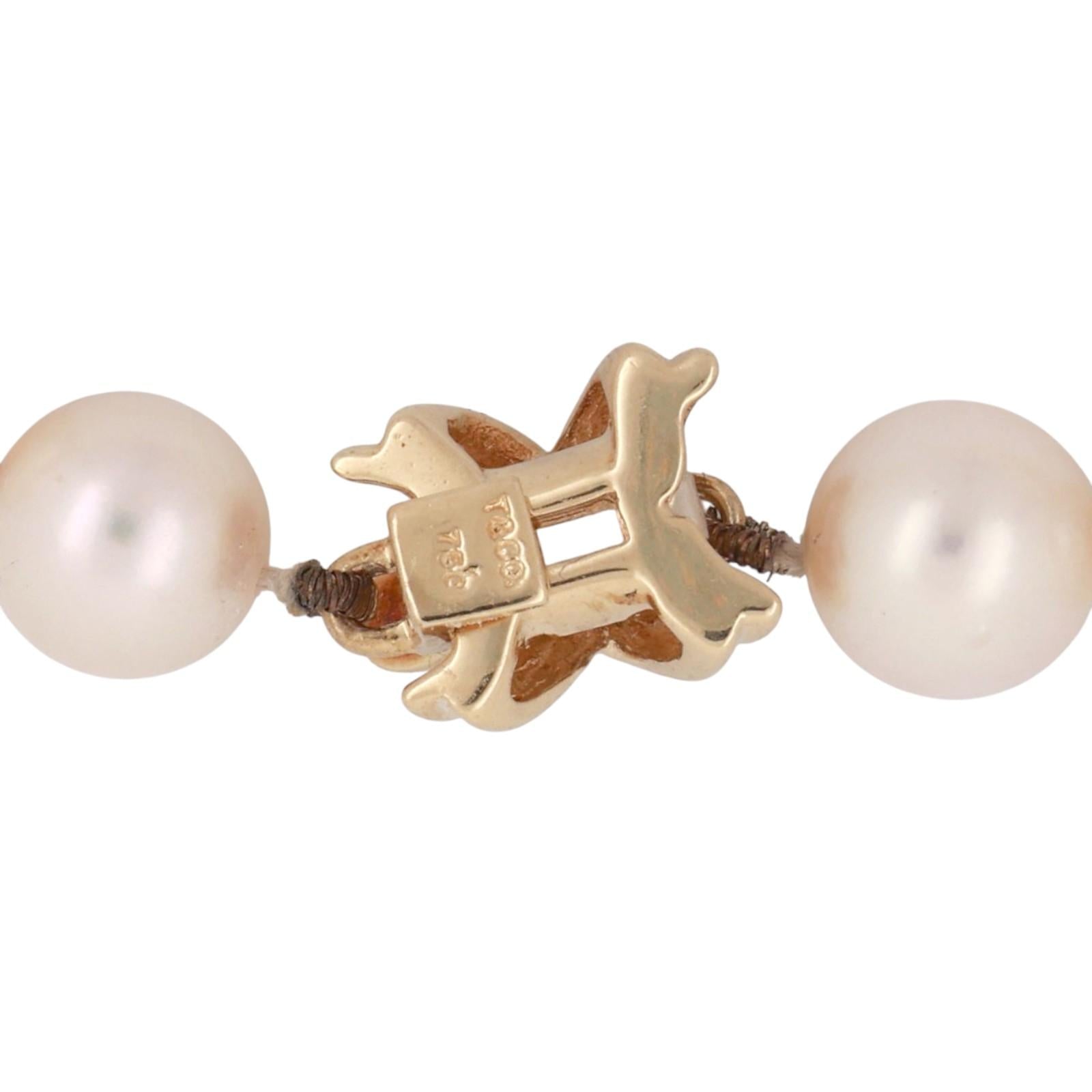 Tiffany & Co Cultured Akoya Pearl Necklace 18K Yellow Gold X Clasp 17.75” Ladies