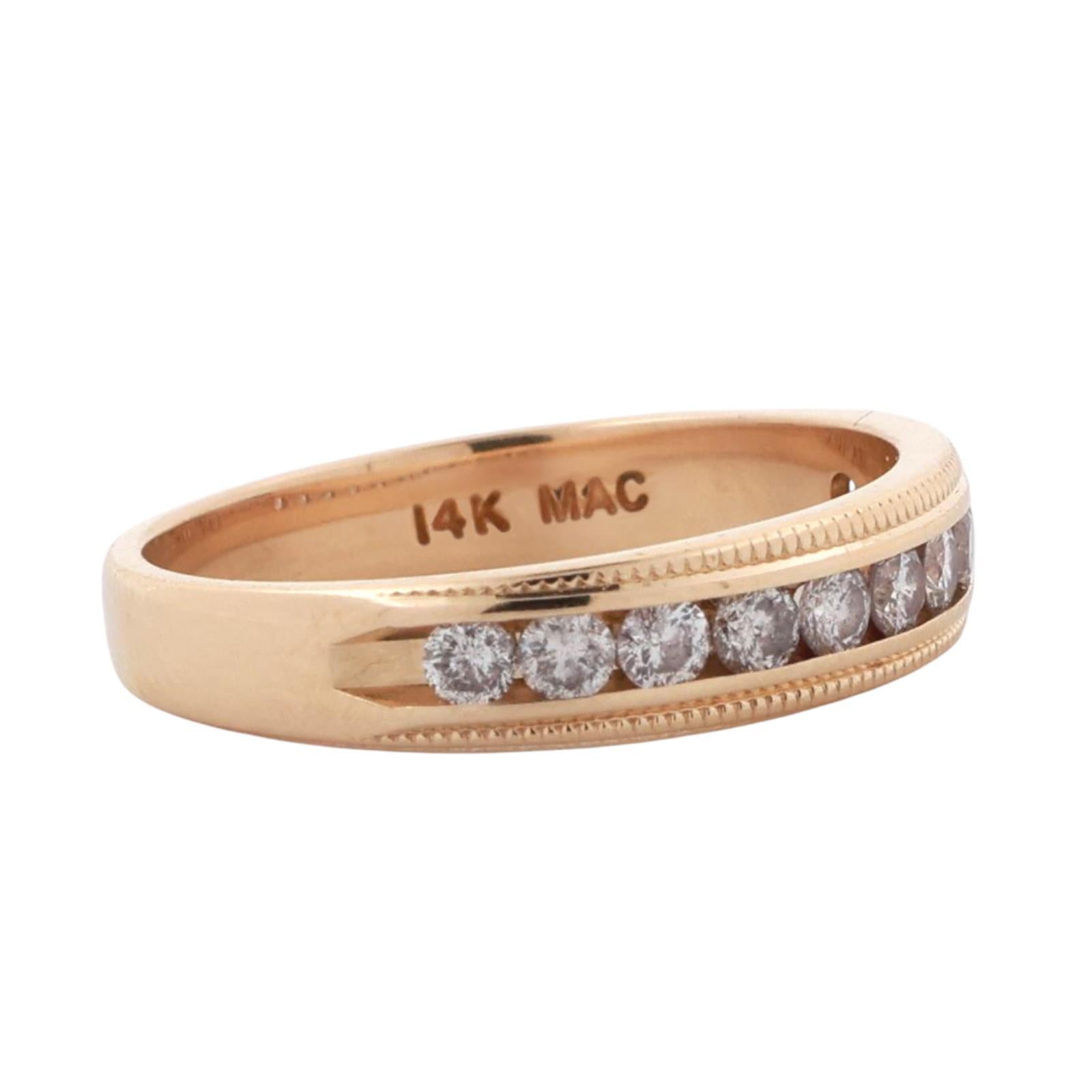 0.50 TW Diamond Half Eternity Band Ring 14K Yellow Gold Size 7.25 Unisex Estate