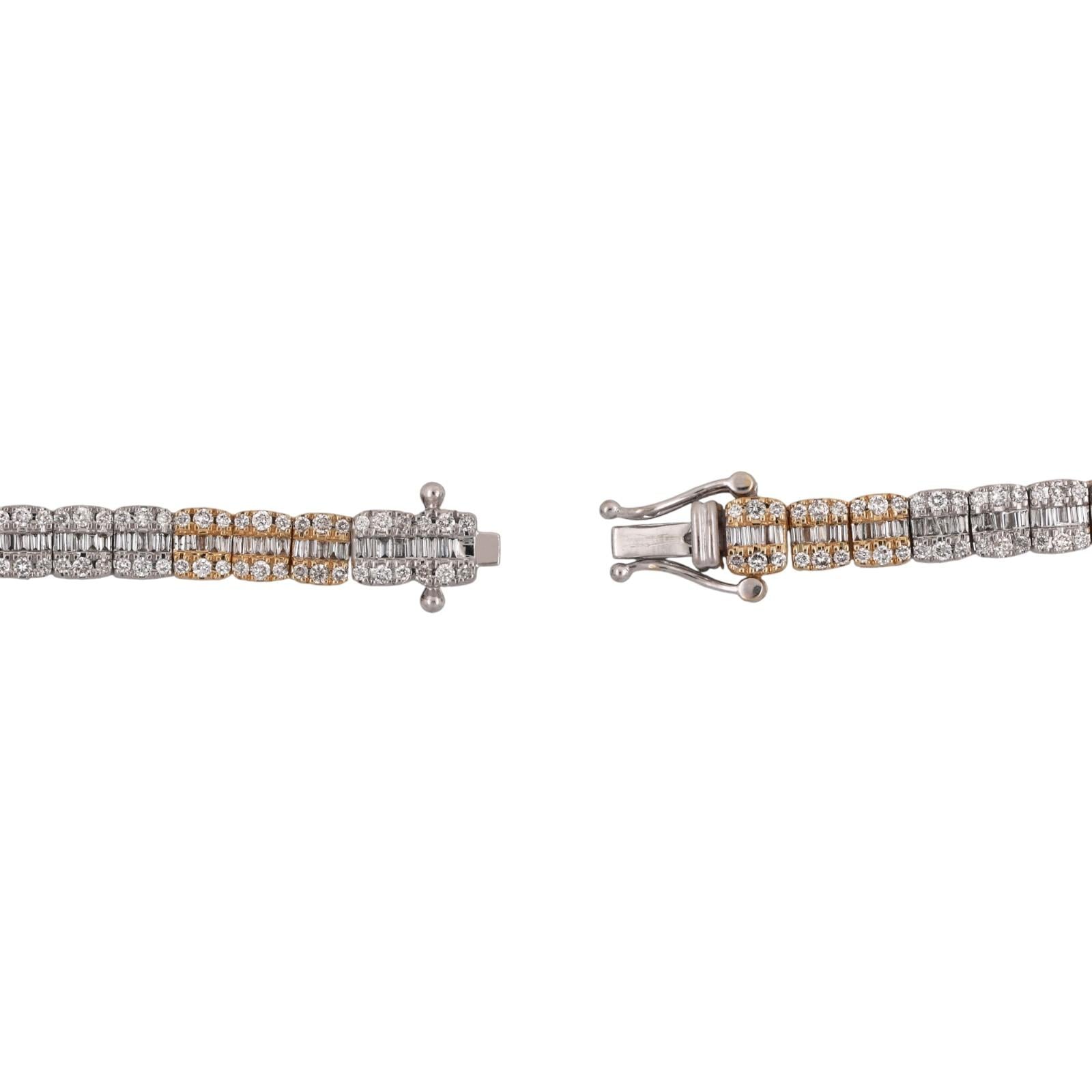 9.50 TW Diamond Tennis Necklace 10K Gold Round & Baguette Diamonds 22" Estate