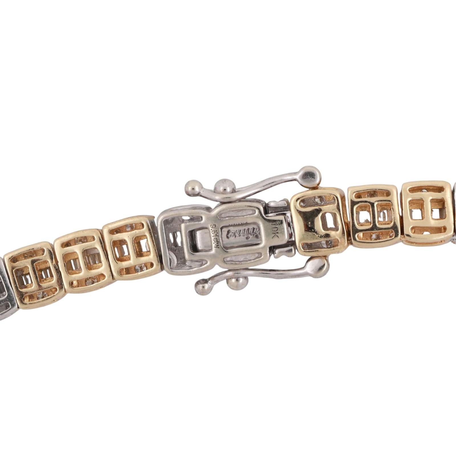 9.50 TW Diamond Tennis Necklace 10K Gold Round & Baguette Diamonds 22" Estate