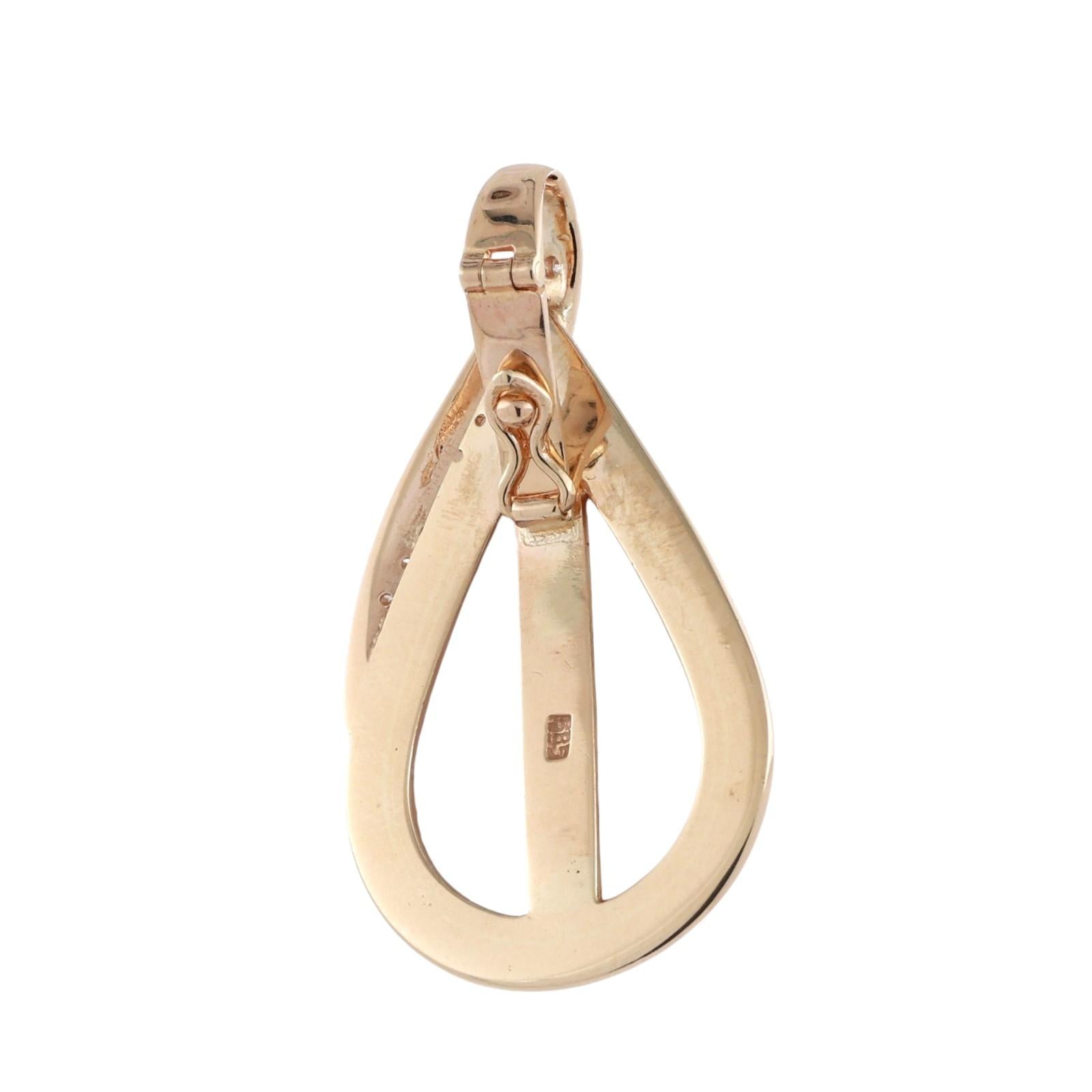 Vintage Mabe Pearl Diamond Teardrop Pendant 14K Yellow Gold Snap Clasp 1.35"