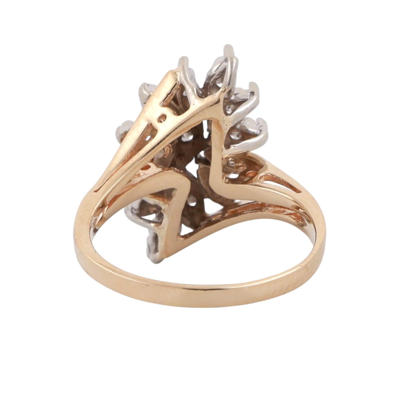 Cluster Diamond Floral Cocktail Ring 14K Gold 0.40 TW Size 5.75 Ladies Estate