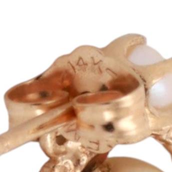 Cultured Akoya Pearl Drop Dangle Earrings 14K Yellow Gold 0.78" Ladies Estate