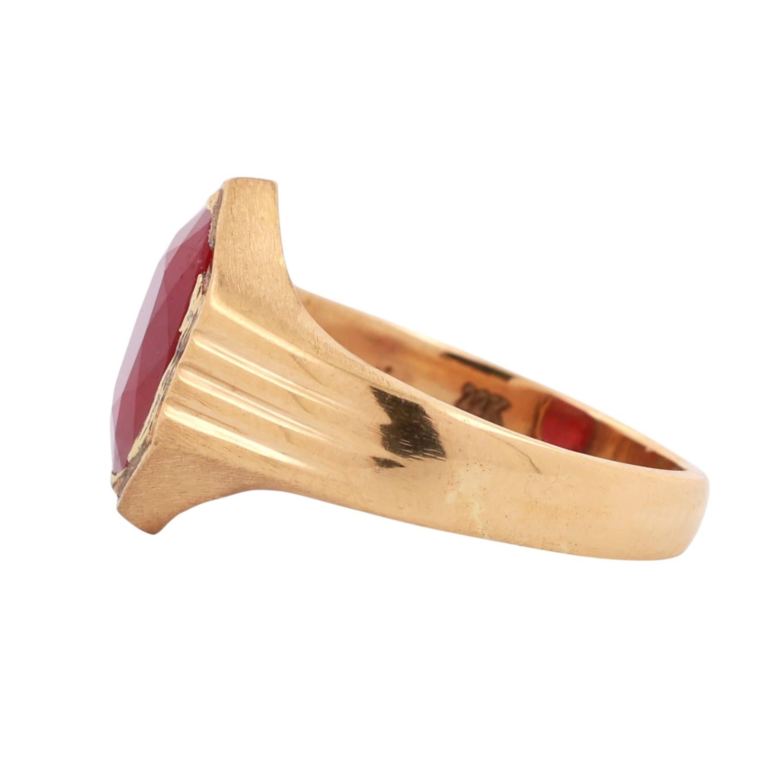 22K Yellow Gold Oval Ruby Solitaire Ring 3.75 CT Size 6.75 Estate