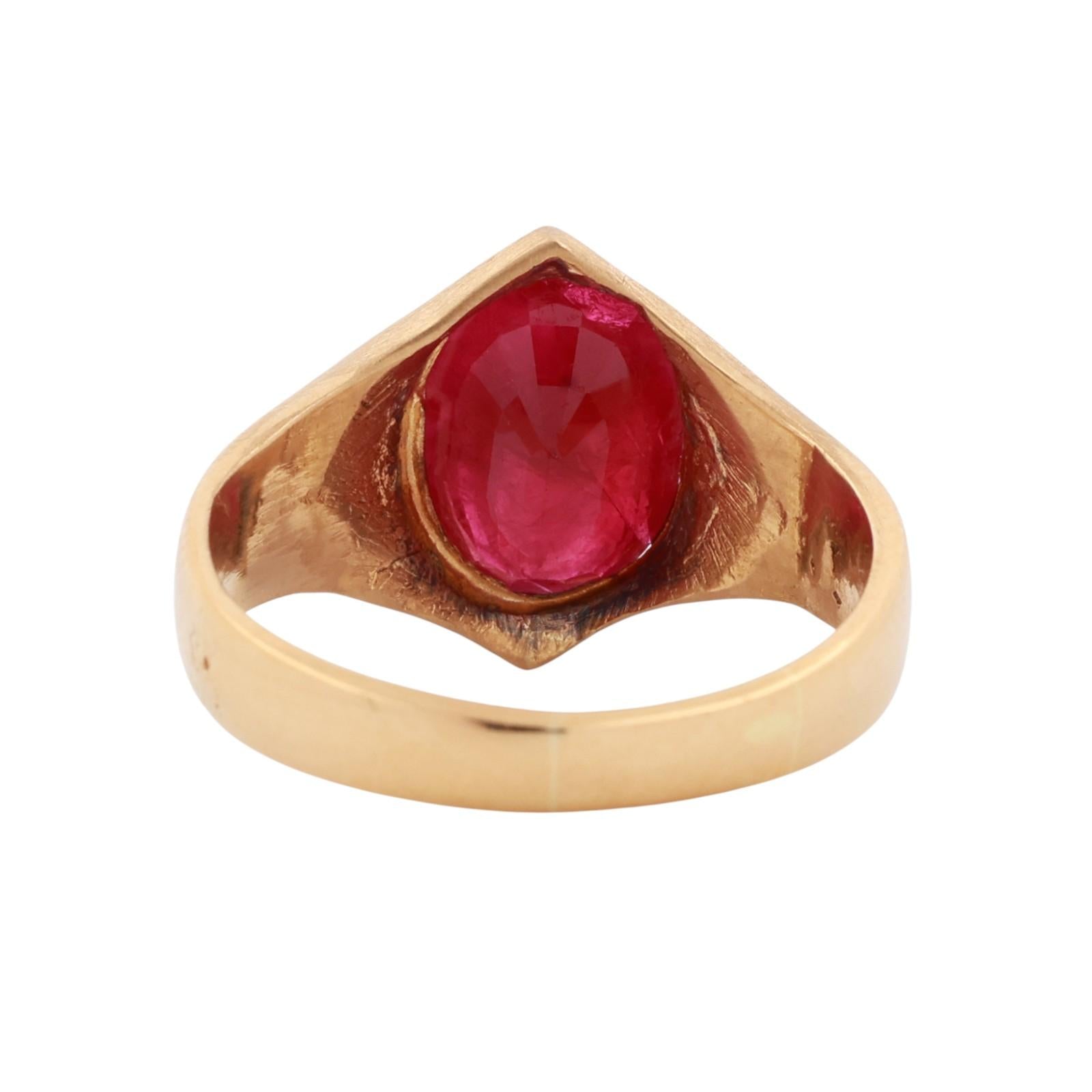 22K Yellow Gold Oval Ruby Solitaire Ring 3.75 CT Size 6.75 Estate