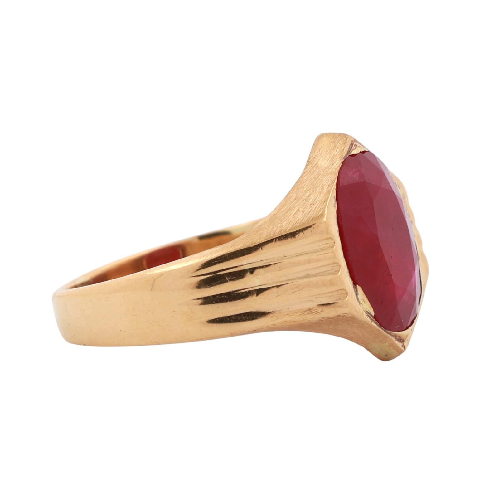 22K Yellow Gold Oval Ruby Solitaire Ring 3.75 CT Size 6.75 Estate