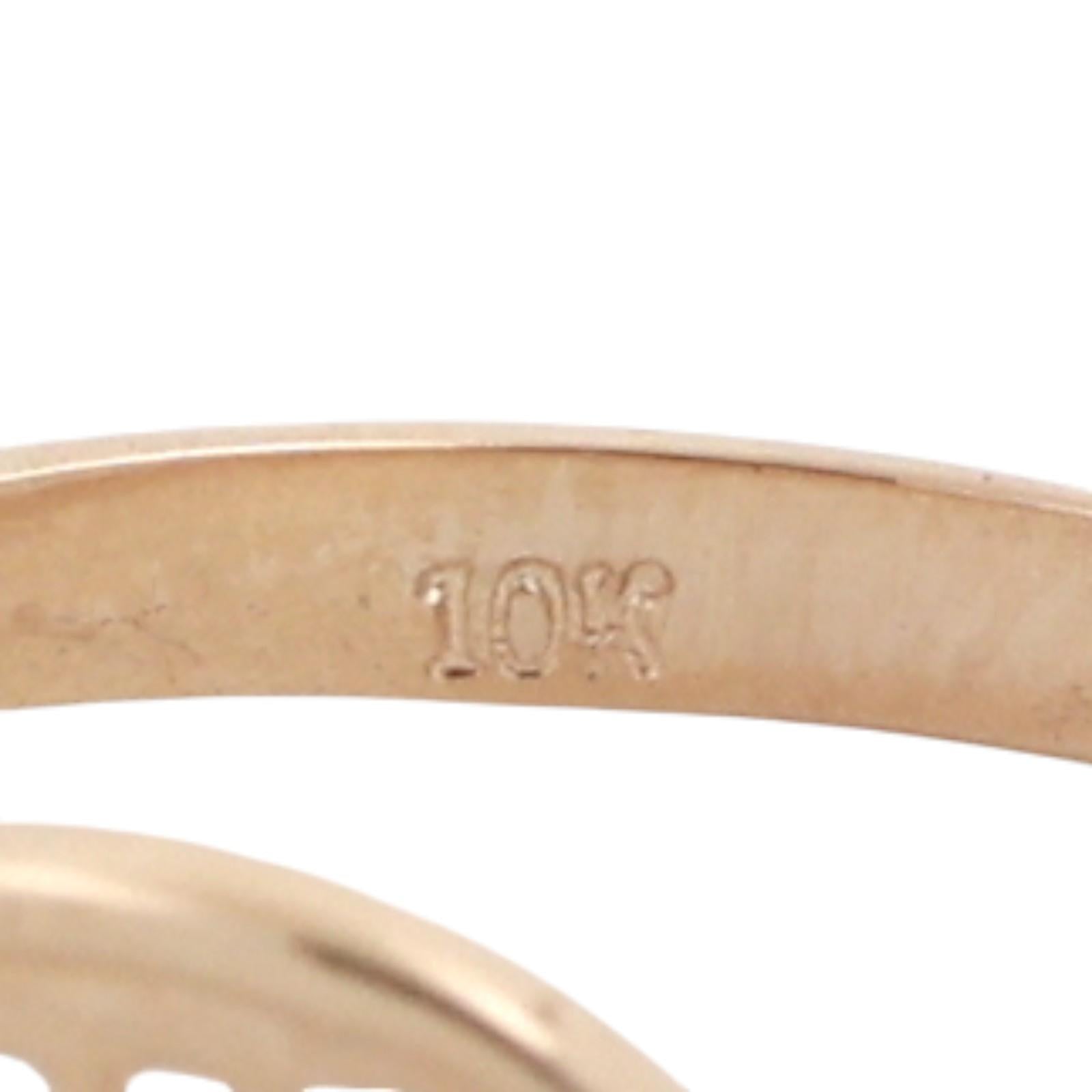 Tennis Racket Accent Diamond Ring 10K Yellow Gold Size 8 Estate