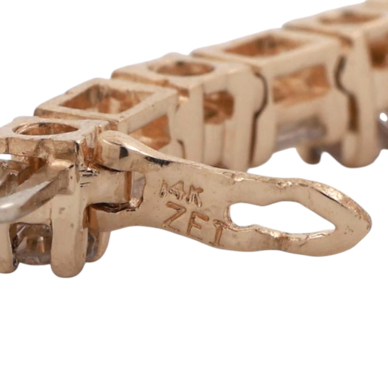 3.00 TW Round And Baguette Diamond Tennis Bracelet 14K Yellow Gold 7" Ladies