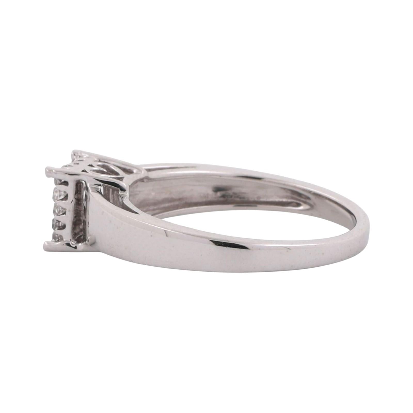 0.40 TW Princess Cluster Diamond Ring 10K White Gold Size 7 Ladies Estate