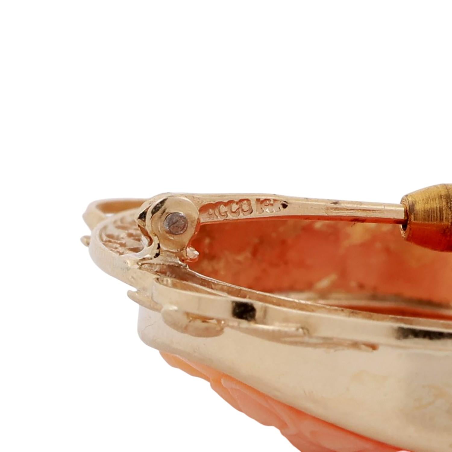 Vintage Cameo Brooch Pin Pendant Yellow Gold Filigree Frame 1.55" Ladies