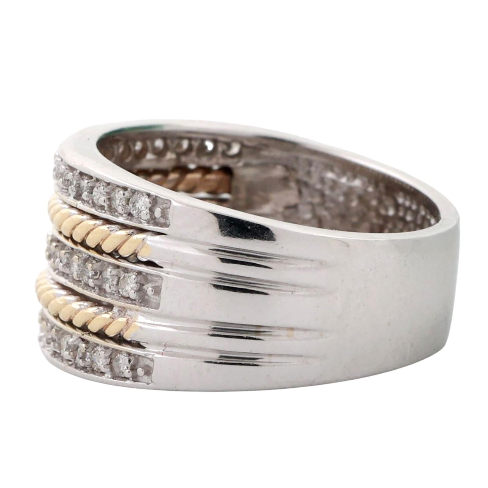 Effy 3-Row Diamond Wide Band Ring 14K Gold 0.75 TW Size 7.25 Ladies Estate