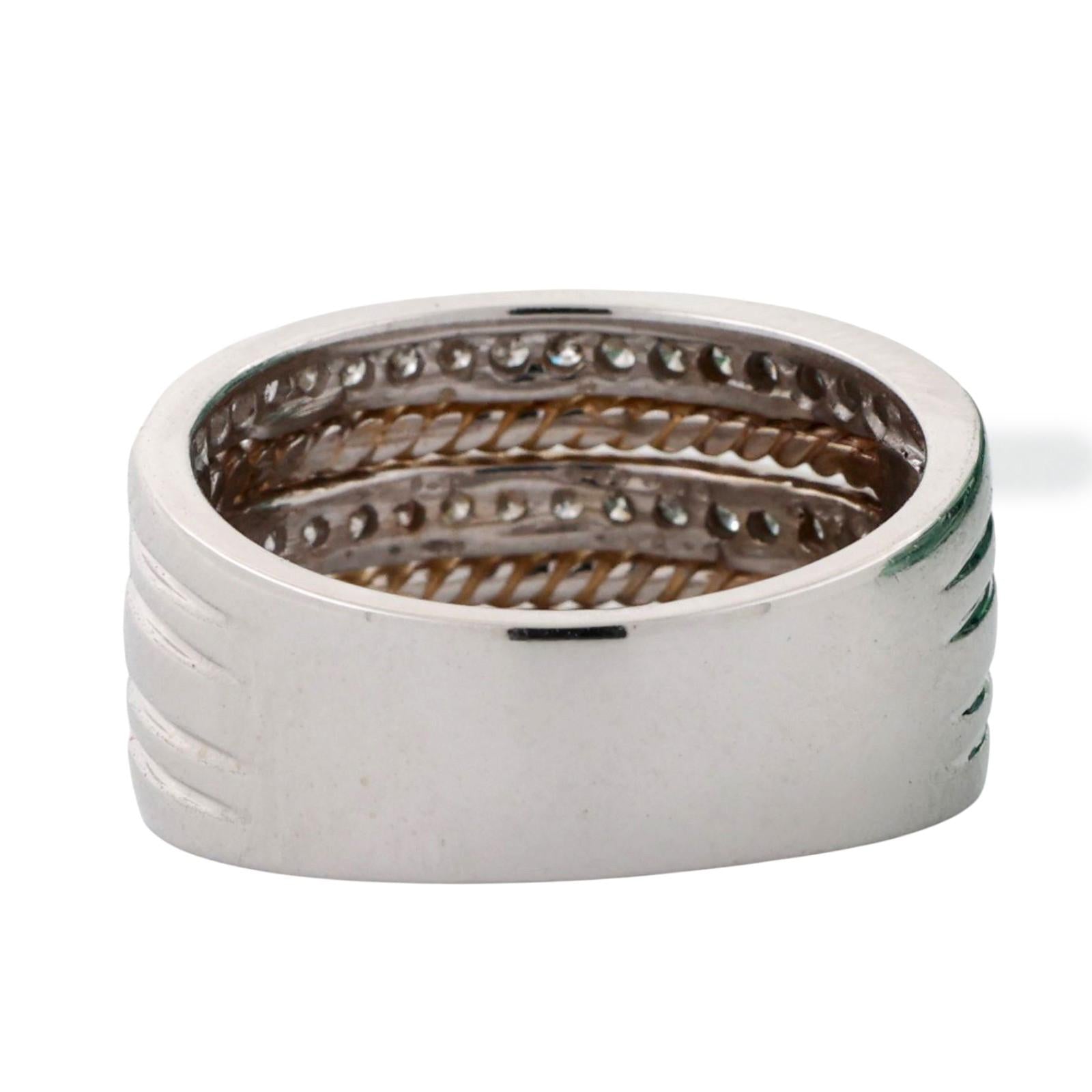 Effy 3-Row Diamond Wide Band Ring 14K Gold 0.75 TW Size 7.25 Ladies Estate