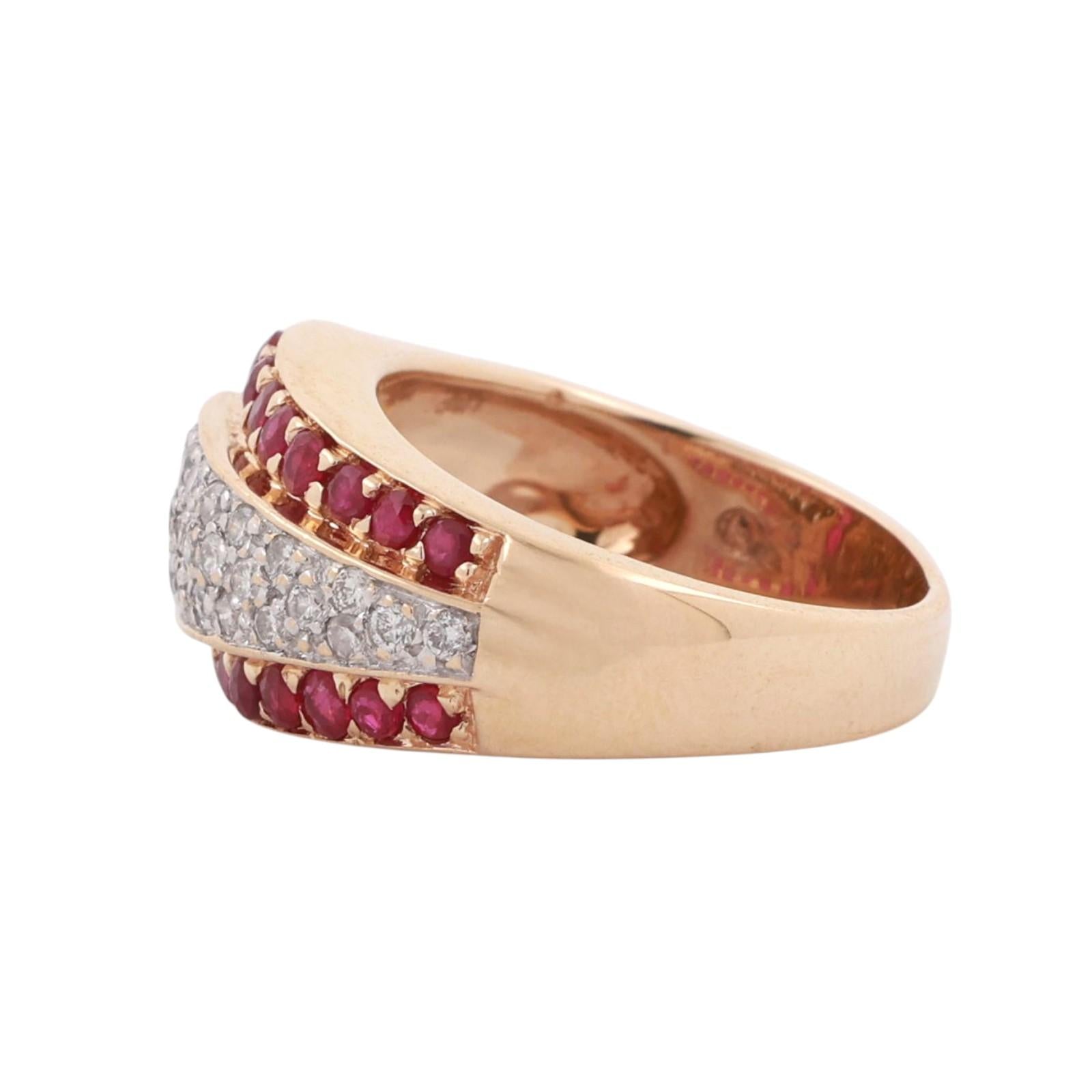 Ruby Diamond Band Ring 14K Yellow Gold 1.34 CTW Size 6.75 Ladies Estate