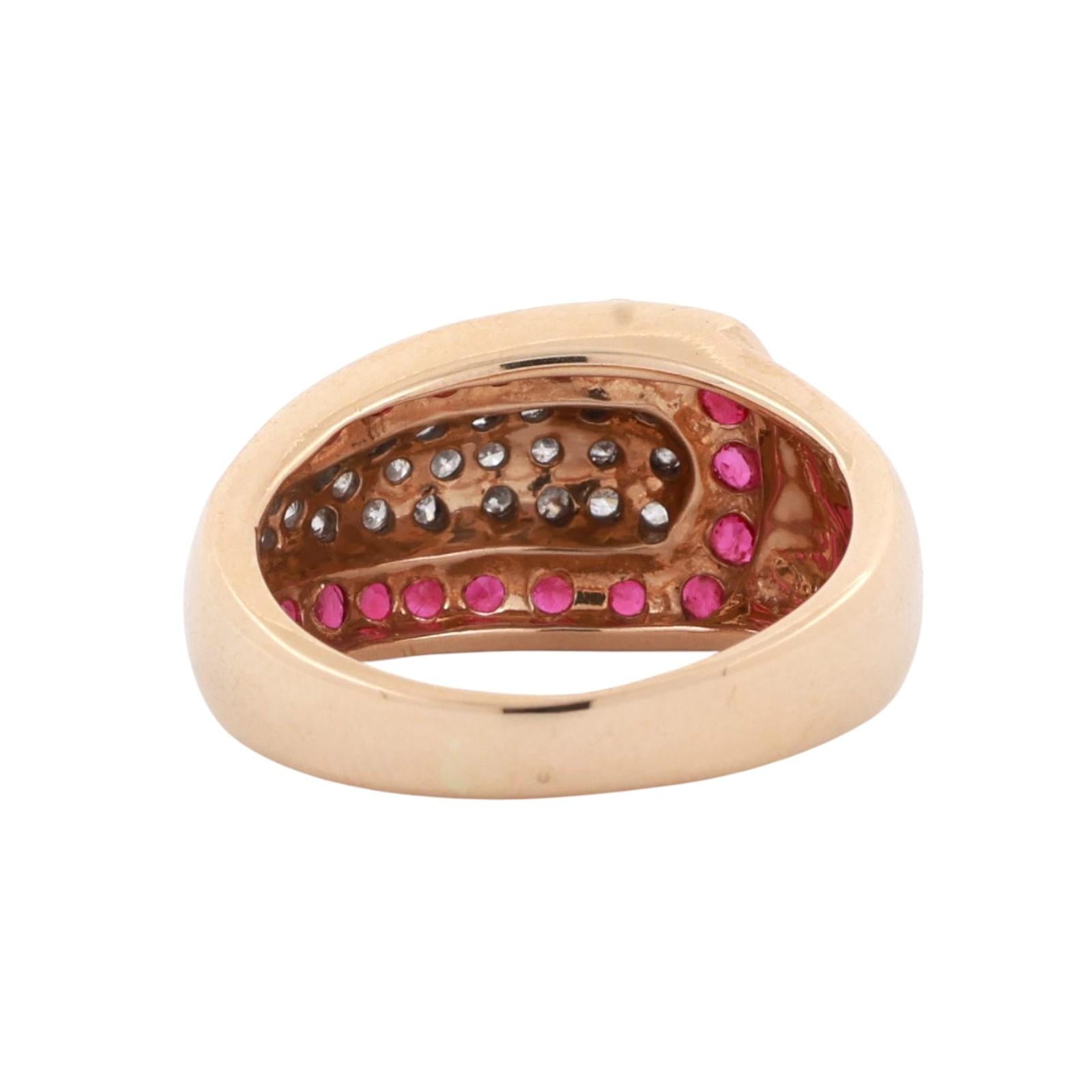 Ruby Diamond Band Ring 14K Yellow Gold 1.34 CTW Size 6.75 Ladies Estate