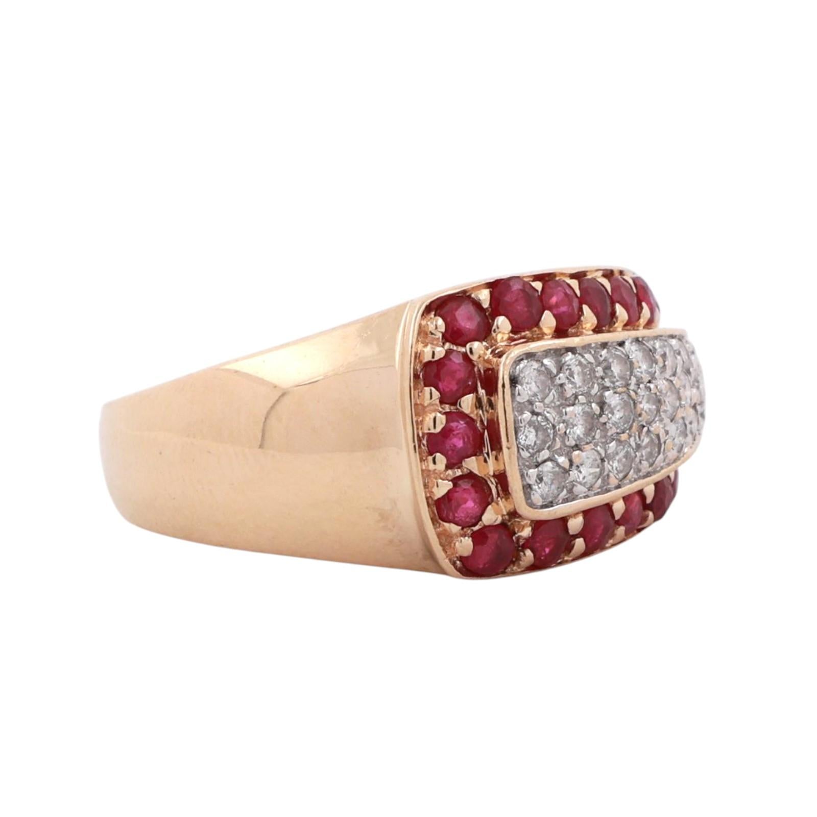Ruby Diamond Band Ring 14K Yellow Gold 1.34 CTW Size 6.75 Ladies Estate
