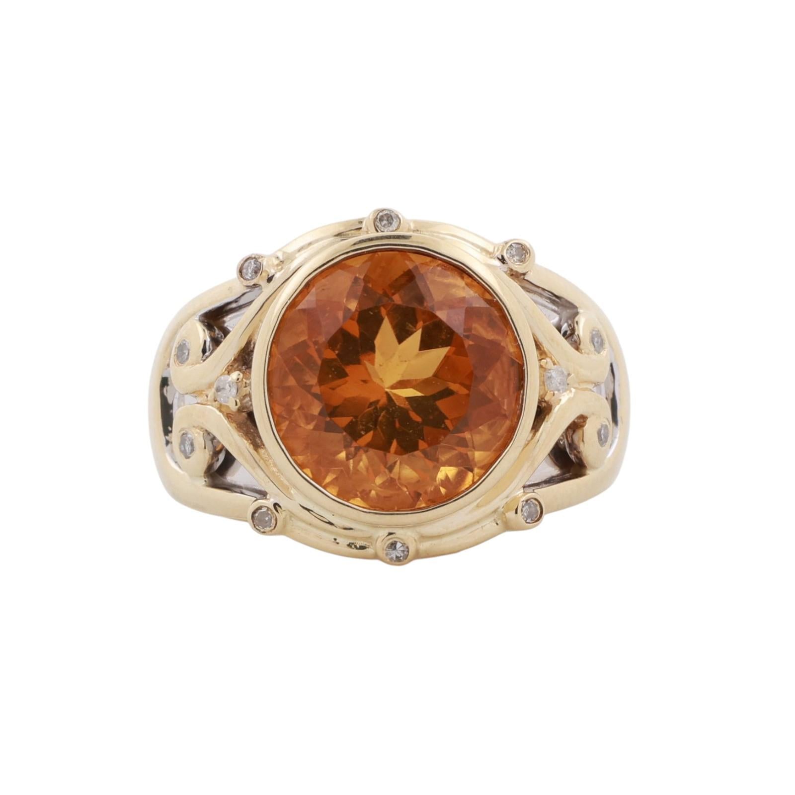 Citrine Diamond Filigree Statement Ring 14K Gold 5.79 CTW Size 7 Estate