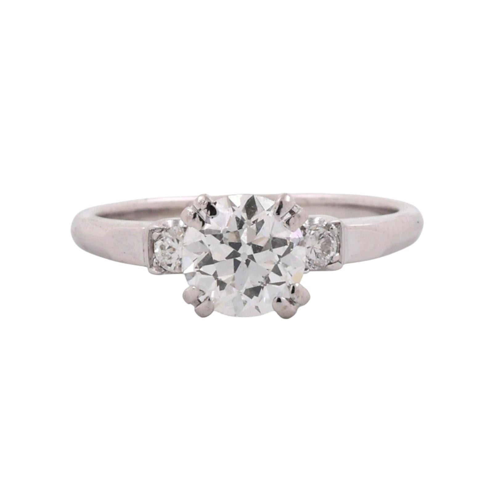 Vintage Round Solitaire Diamond Engagement Ring 1.10 TW Platinum Size 5.25