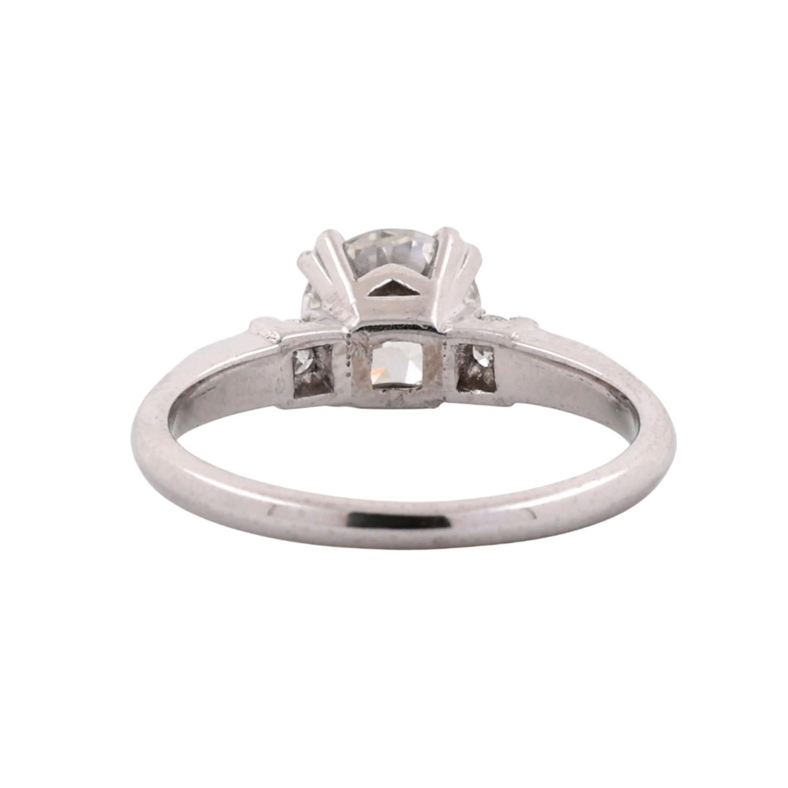 Vintage Round Solitaire Diamond Engagement Ring 1.10 TW Platinum Size 5.25