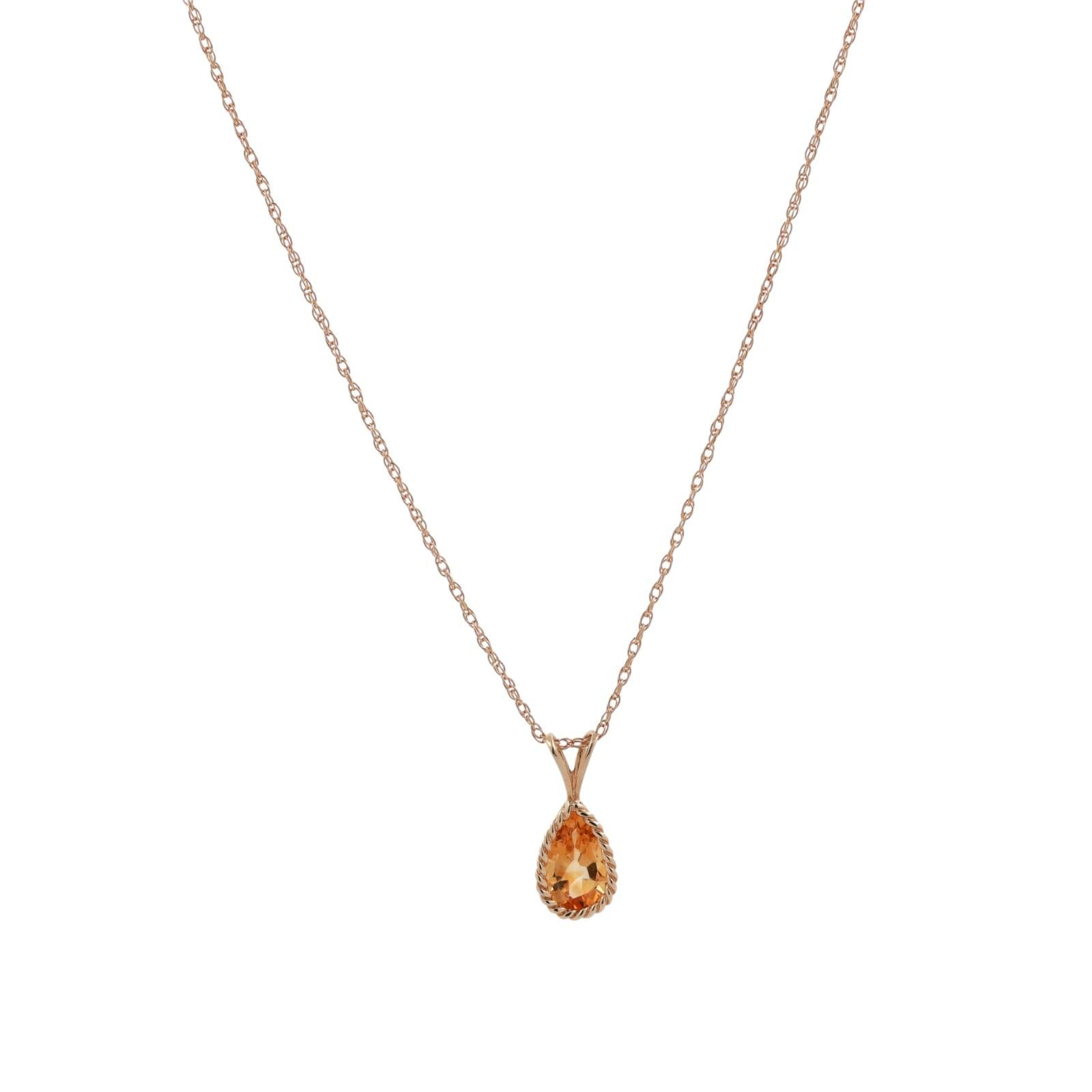 Citrine Gemstone Pendant Earring Set Yellow Gold 2.37 CTW 18.25" Ladies Estate