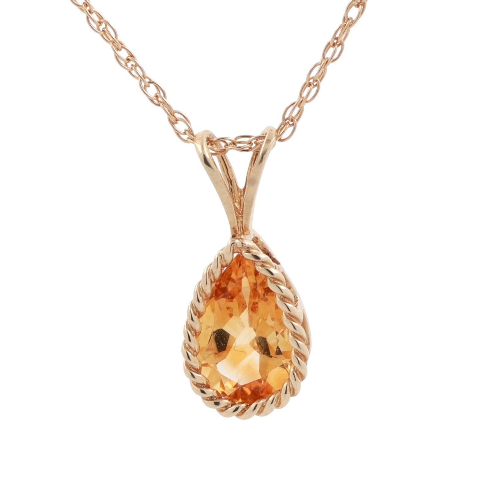 Citrine Gemstone Pendant Earring Set Yellow Gold 2.37 CTW 18.25" Ladies Estate