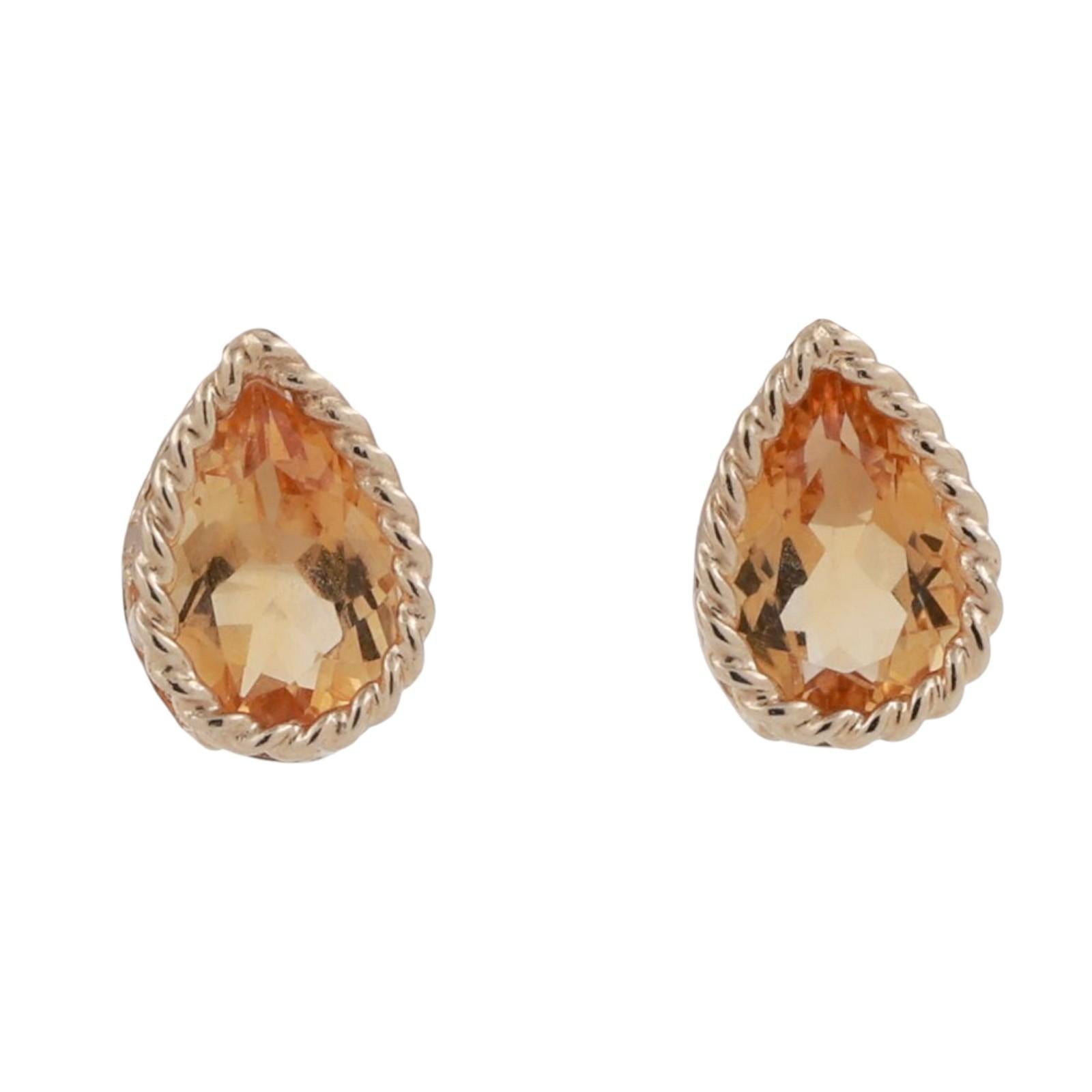 Citrine Gemstone Pendant Earring Set Yellow Gold 2.37 CTW 18.25" Ladies Estate