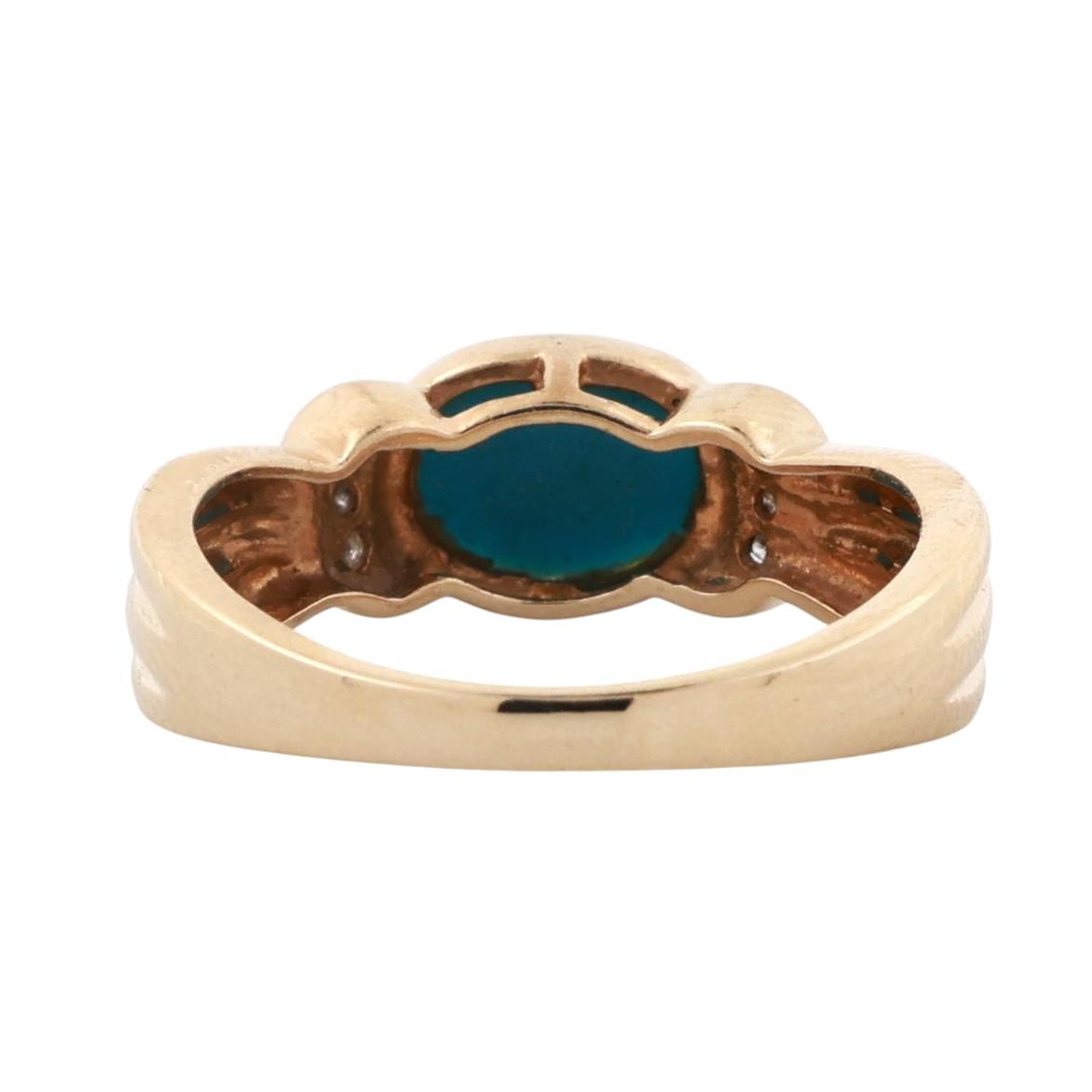 Turquoise Diamond Cocktail Band Ring 10K Gold Size 7.25 Ladies Estate