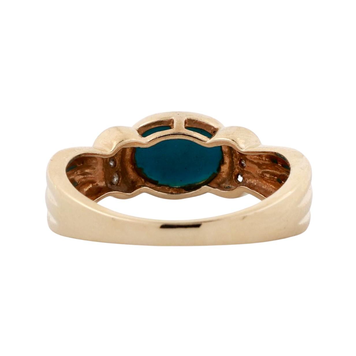 Turquoise Diamond Cocktail Band Ring 10K Gold Size 7.25 Ladies Estate
