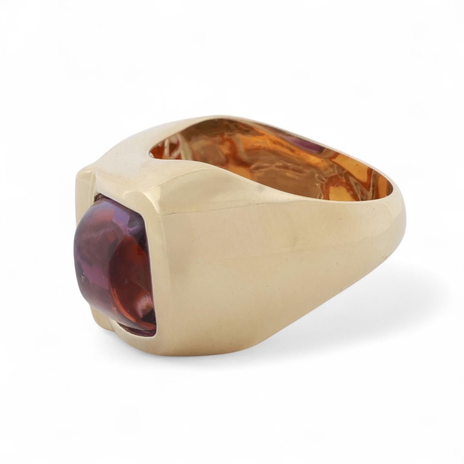 Cabochon Citrine Amethyst Statement Ring 14K Yellow Gold 6.95 CTW Size 6.75