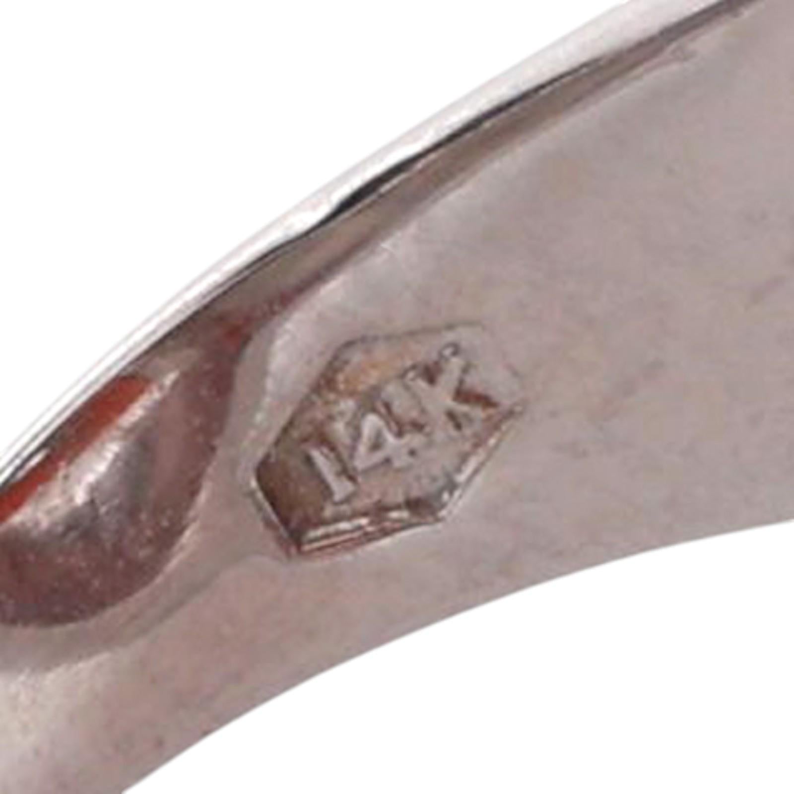 Men's Solitaire Carnelian Signet Ring Cubic Zirconia Accent White Gold Size 7.75