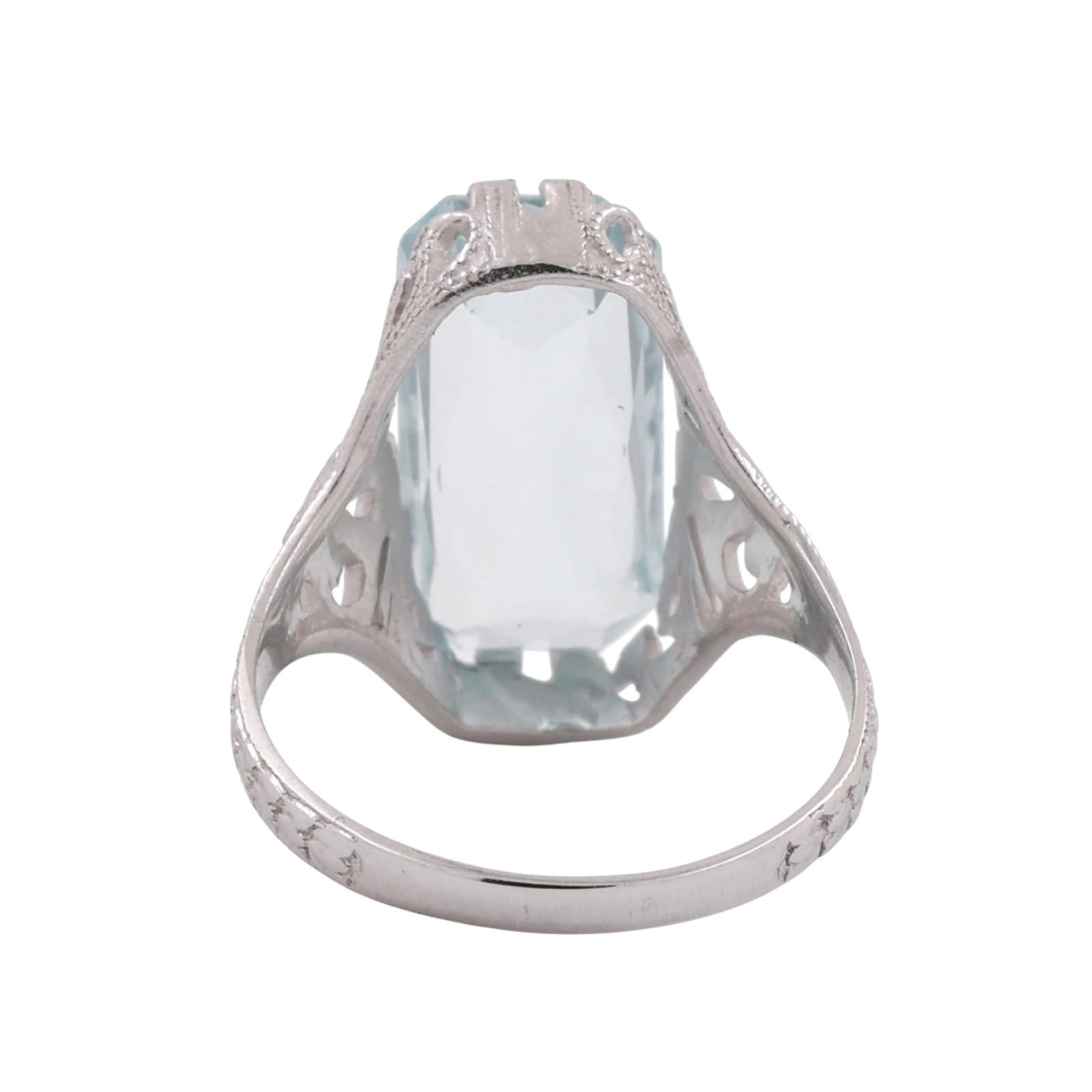 3.90 CT Solitaire Aquamarine Filigree Cocktail Ring 14K White Gold Size 4 Ladies