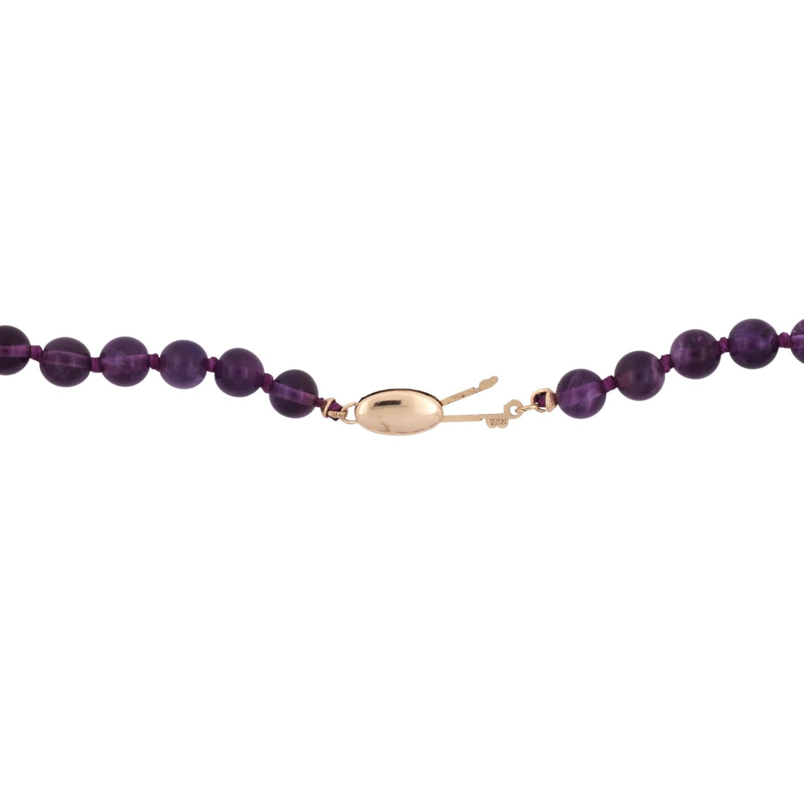 Vintage Akoya Pearl Amethyst 14K Gold Beaded Necklace 17.25" Ladies Estate