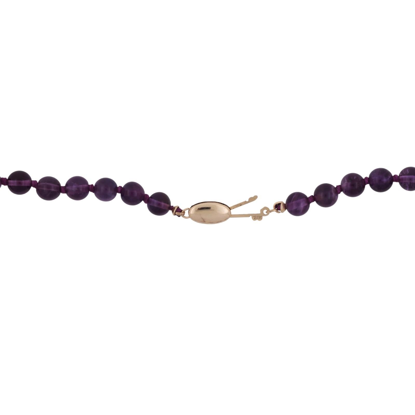 Vintage Akoya Pearl Amethyst 14K Gold Beaded Necklace 17.25" Ladies Estate