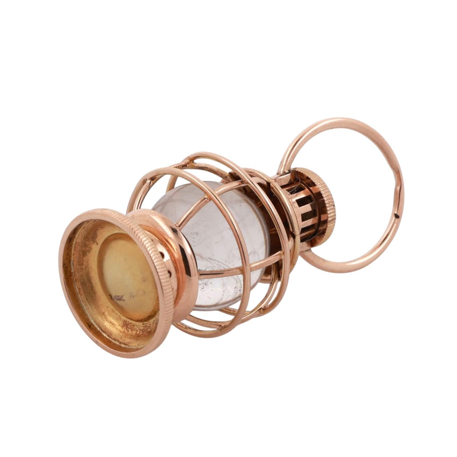 Vintage Rock Quartz Lantern Pendant Charm Yellow Gold 1.85" Unisex Estate