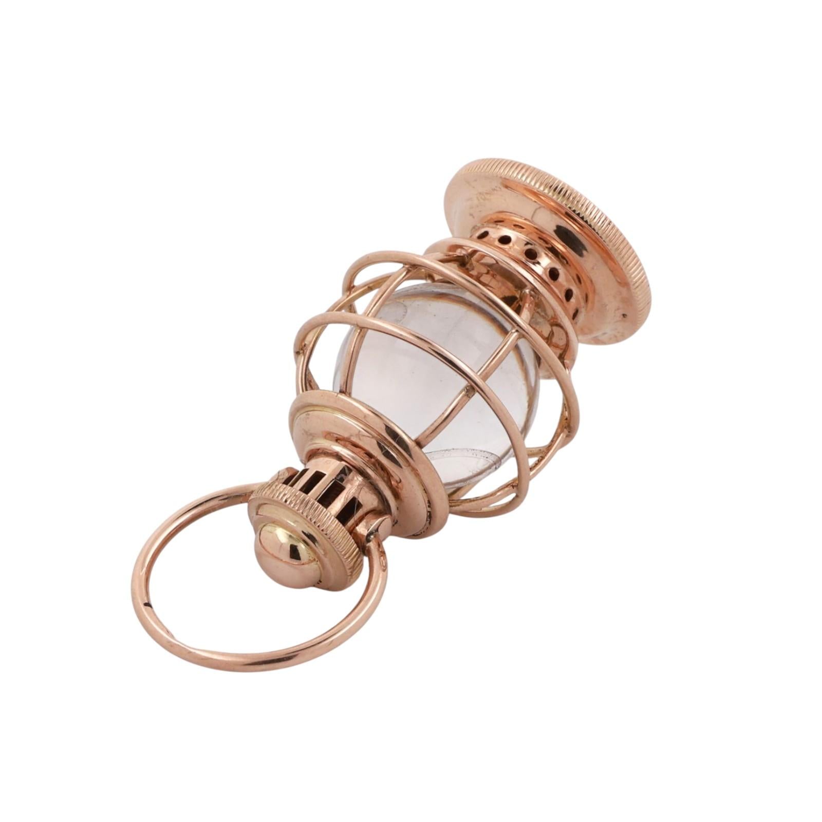 Vintage Rock Quartz Lantern Pendant Charm Yellow Gold 1.85" Unisex Estate