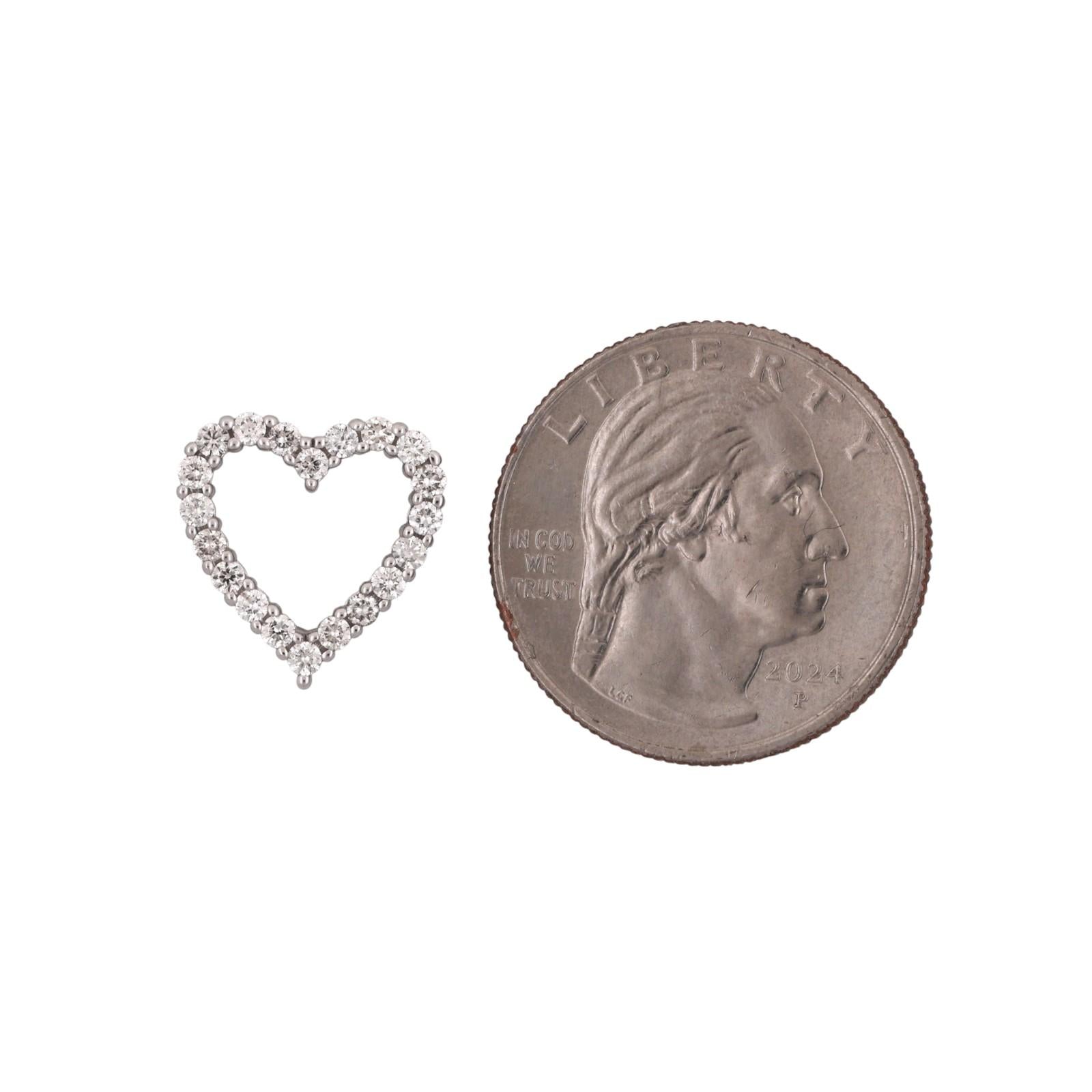 Diamond Open Heart Pendant 10K White Gold 0.55 TW 0.60" Ladies Estate