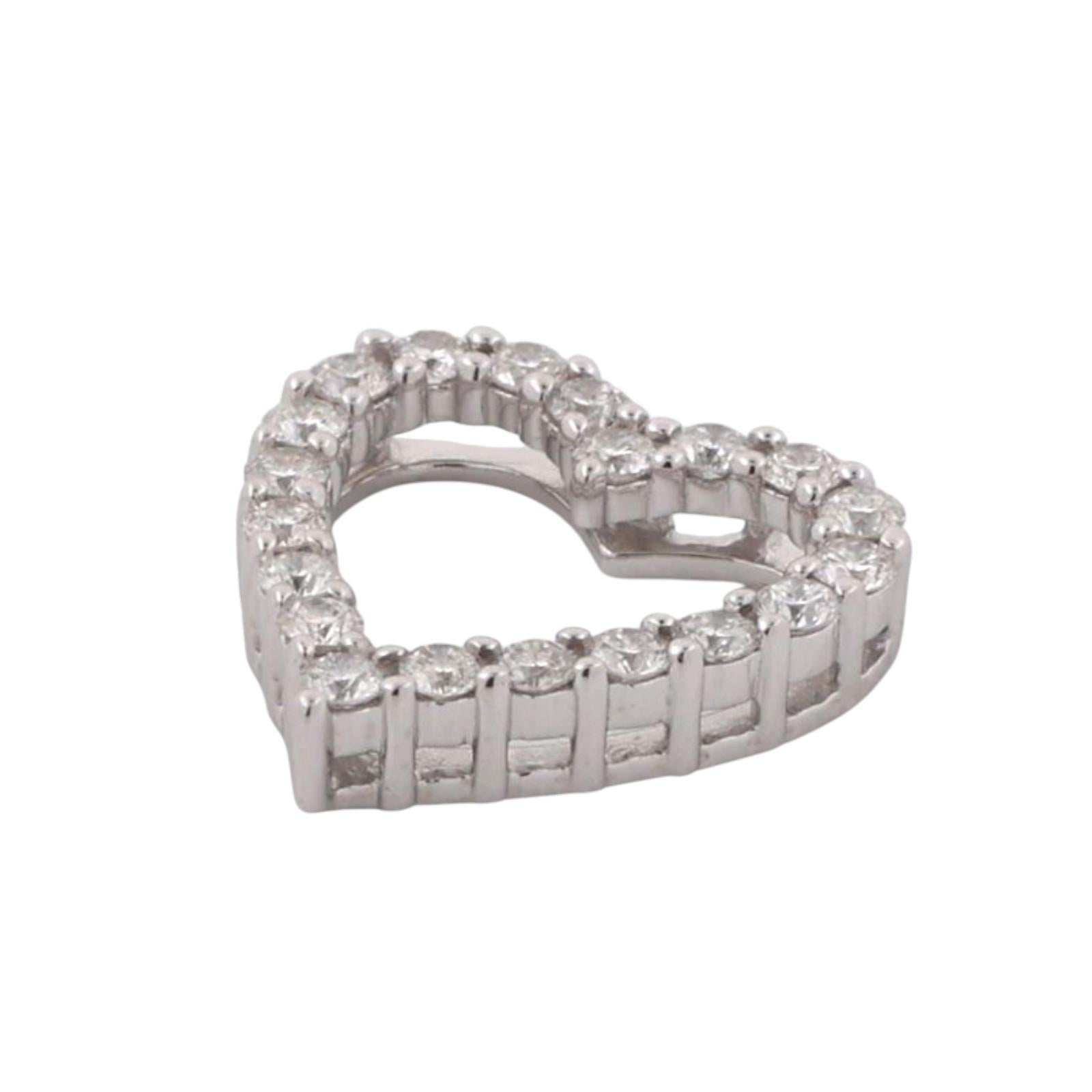 Diamond Open Heart Pendant 10K White Gold 0.55 TW 0.60" Ladies Estate