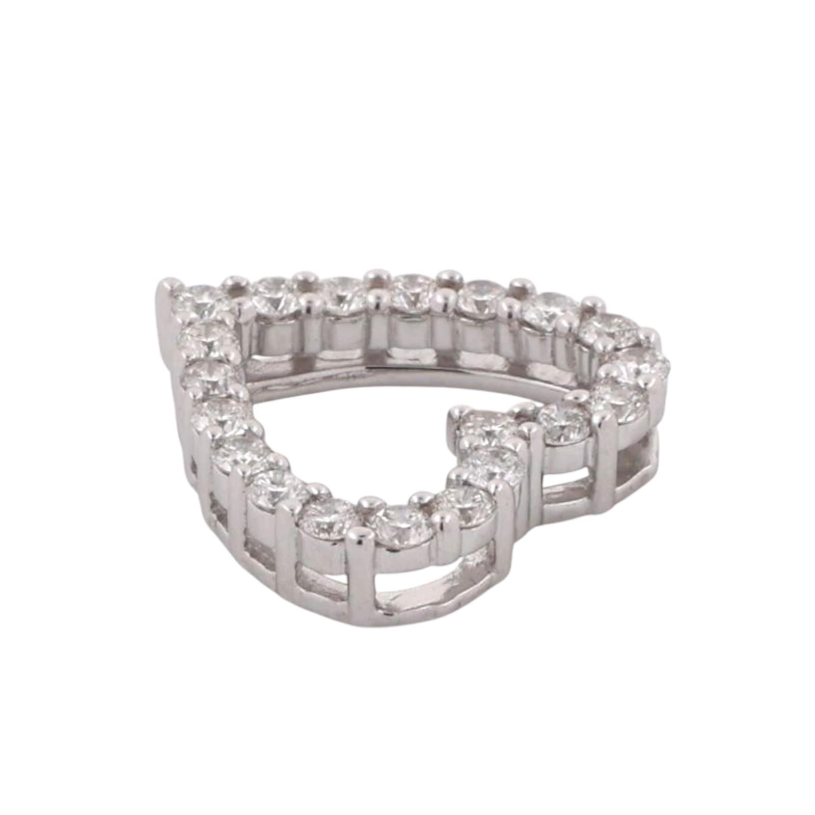 Diamond Open Heart Pendant 10K White Gold 0.55 TW 0.60" Ladies Estate