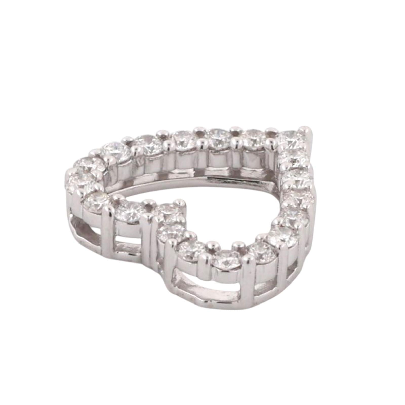 Diamond Open Heart Pendant 10K White Gold 0.55 TW 0.60" Ladies Estate
