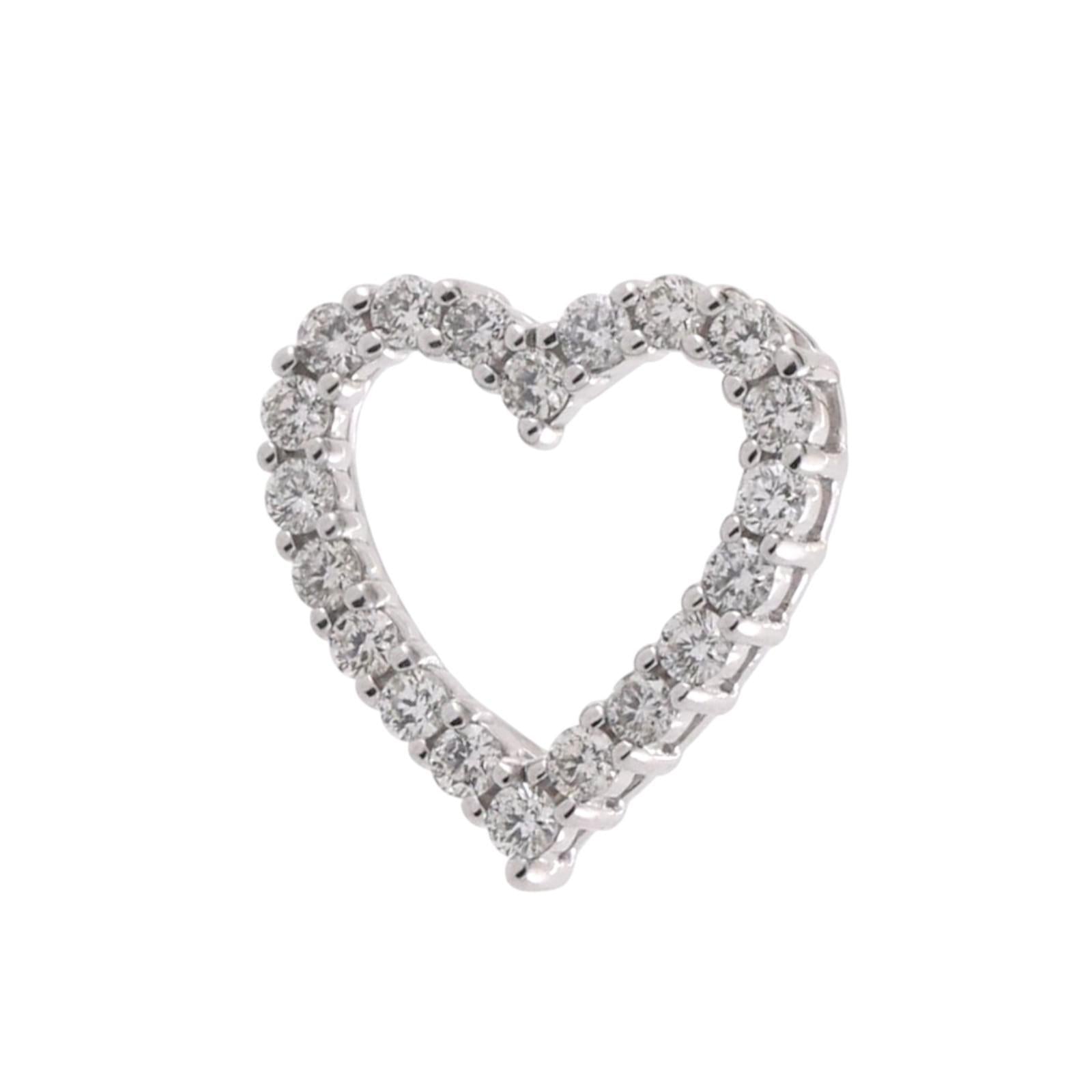 Diamond Open Heart Pendant 10K White Gold 0.55 TW 0.60" Ladies Estate