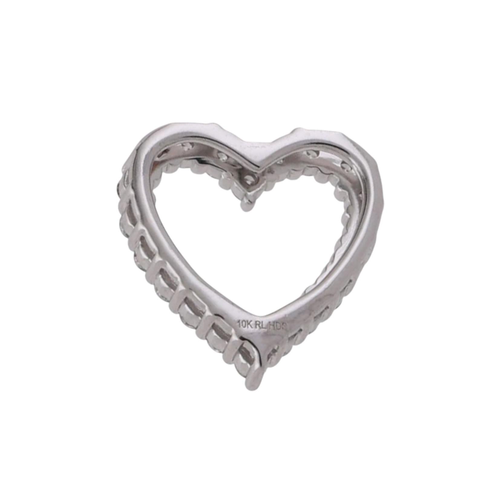 Diamond Open Heart Pendant 10K White Gold 0.55 TW 0.60" Ladies Estate