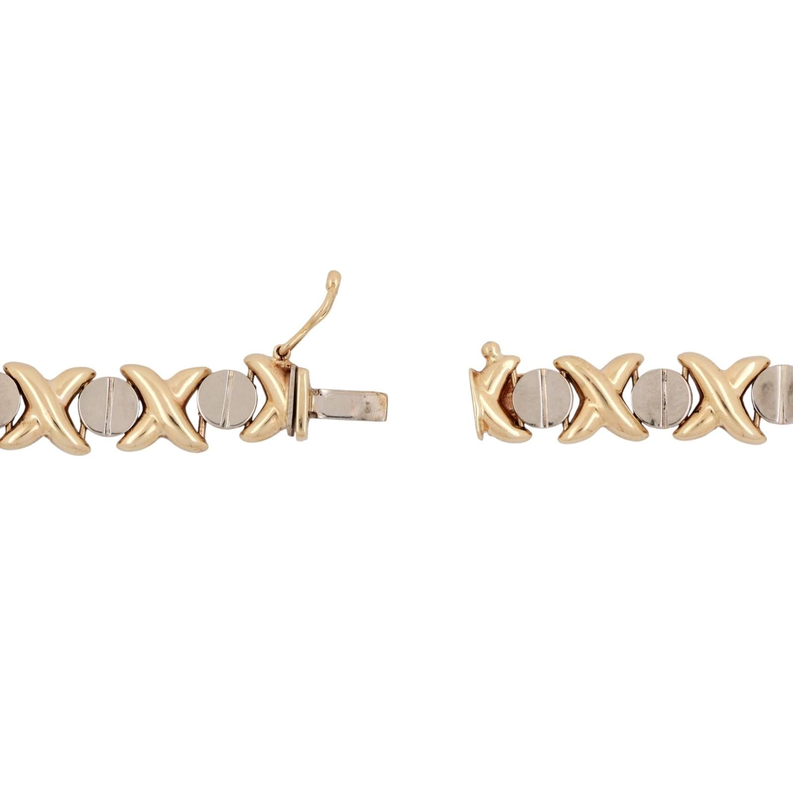 14K Two-Tone Gold XO Link Necklace 18" Ladies Estate