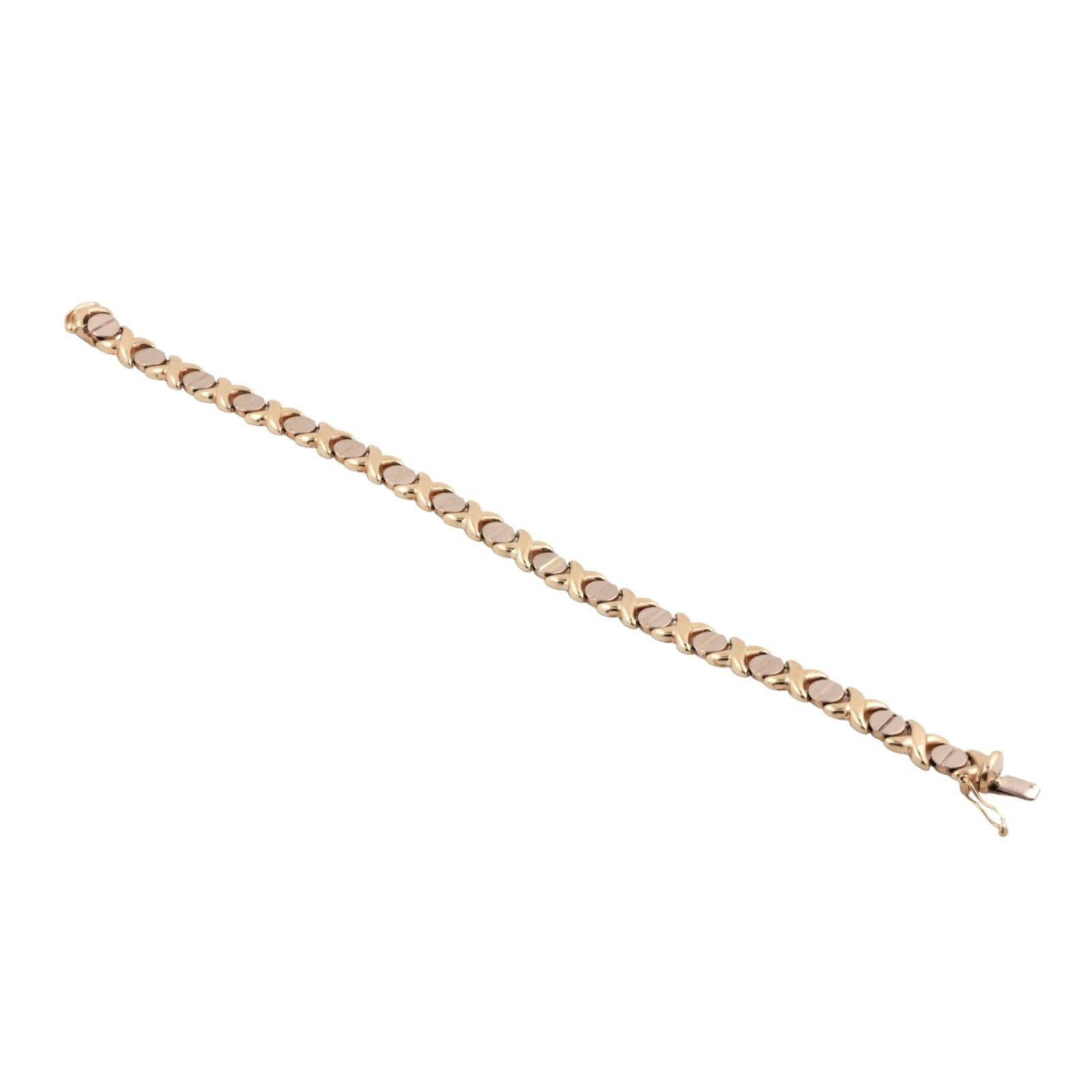 14K Yellow Gold XO Link Bracelet 7.75" Italian Ladies Estate