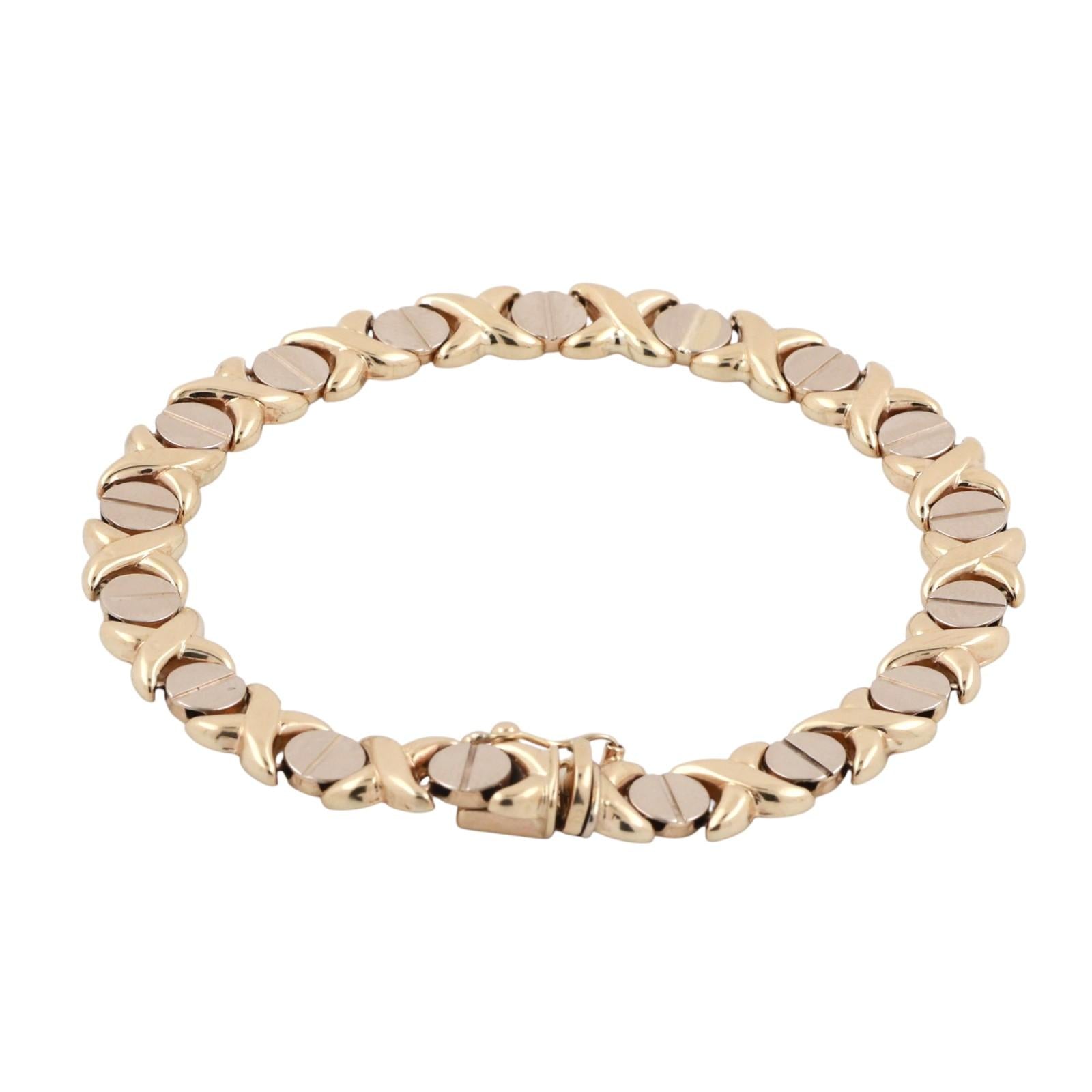 14K Yellow Gold XO Link Bracelet 7.75" Italian Ladies Estate